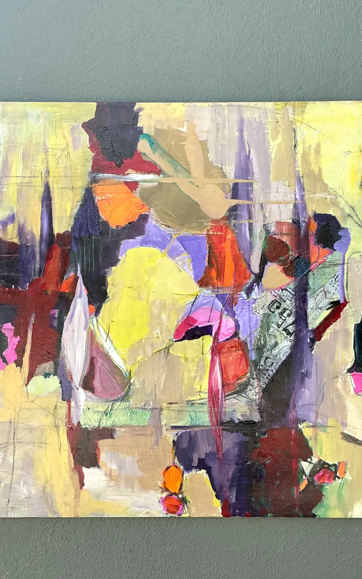 Vintage Abstract Expressionist Oil Painting on Canvas - Side view