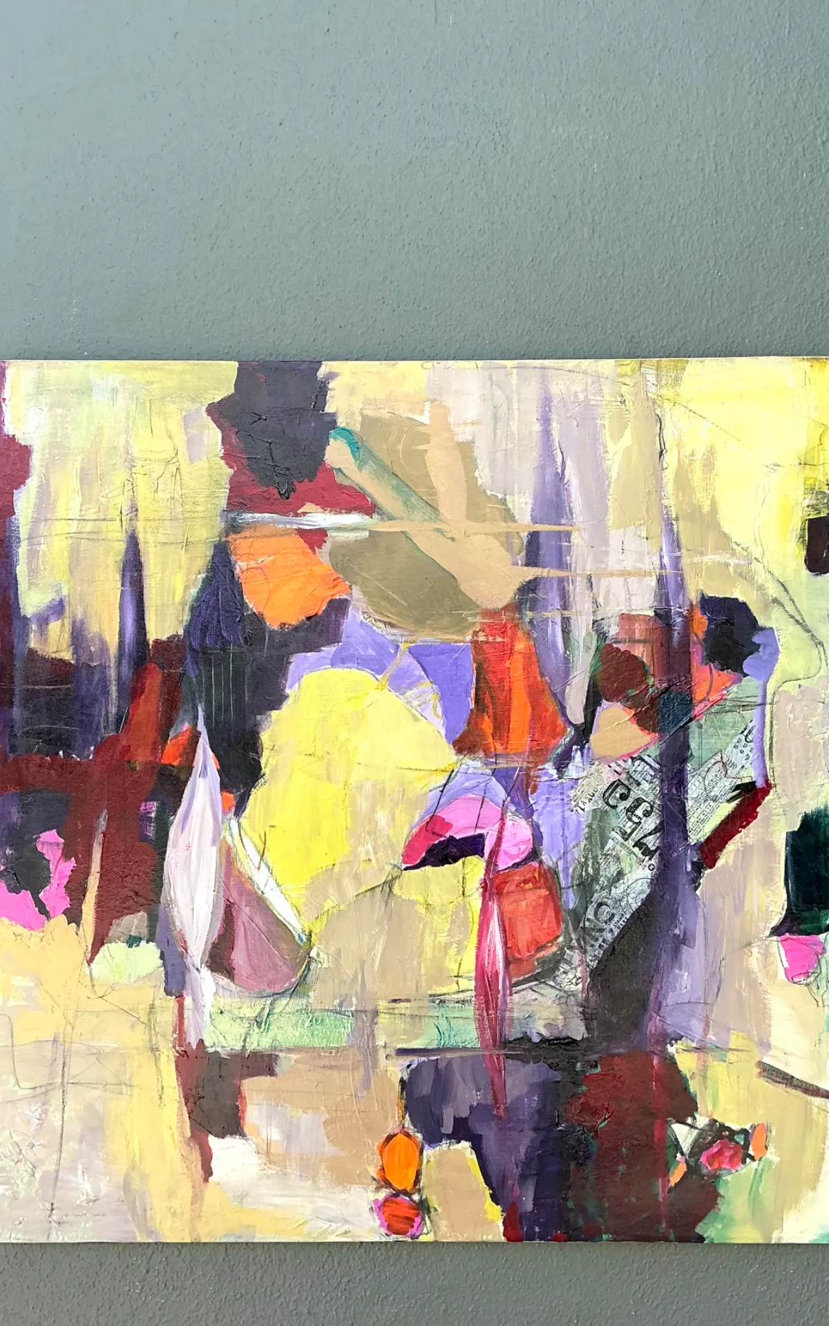 Vintage Abstract Expressionist Oil Painting on Canvas