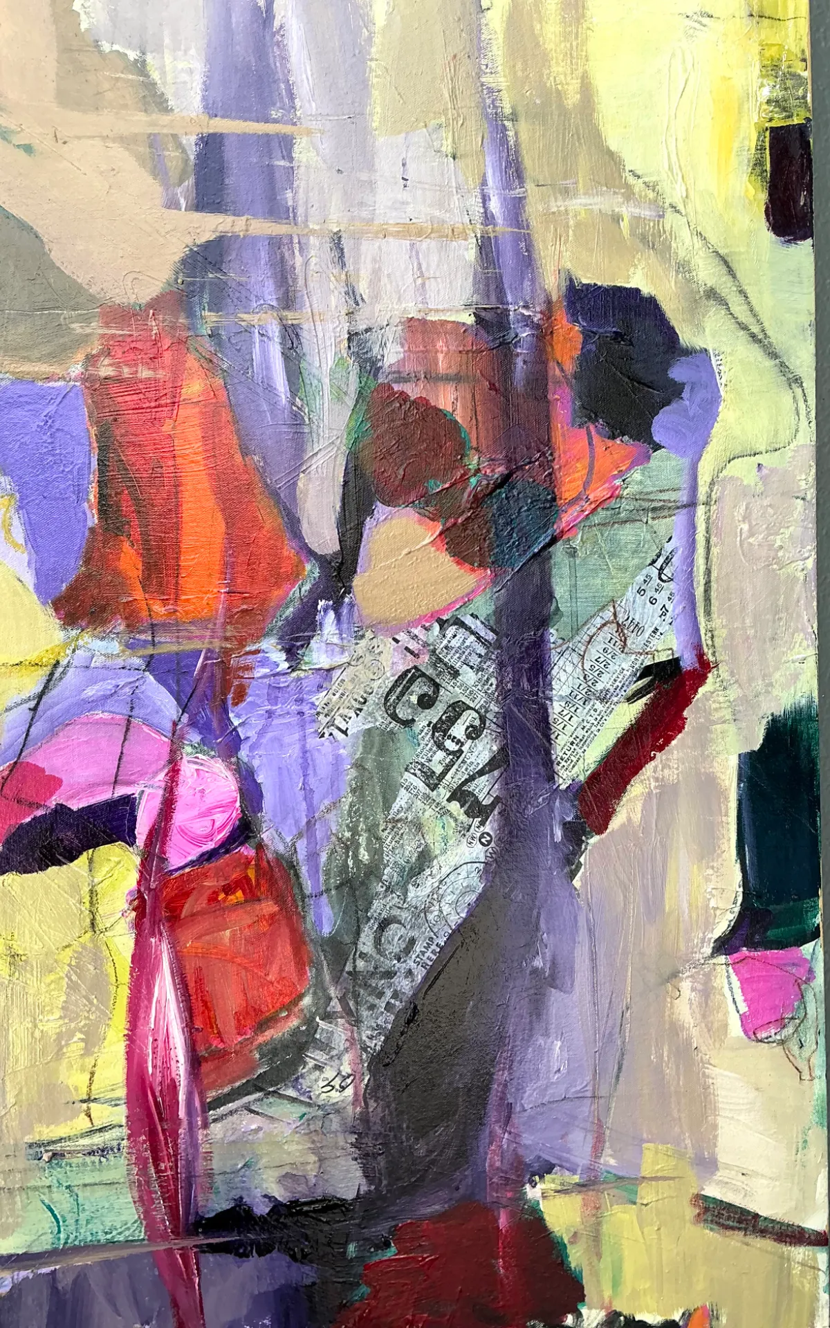 Vintage Abstract Expressionist Oil Painting on Canvas - Back view