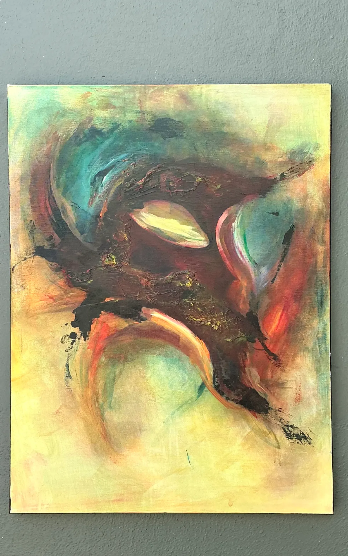 Vintage Abstract Expressionist Oil Painting on Canvas - Interior view