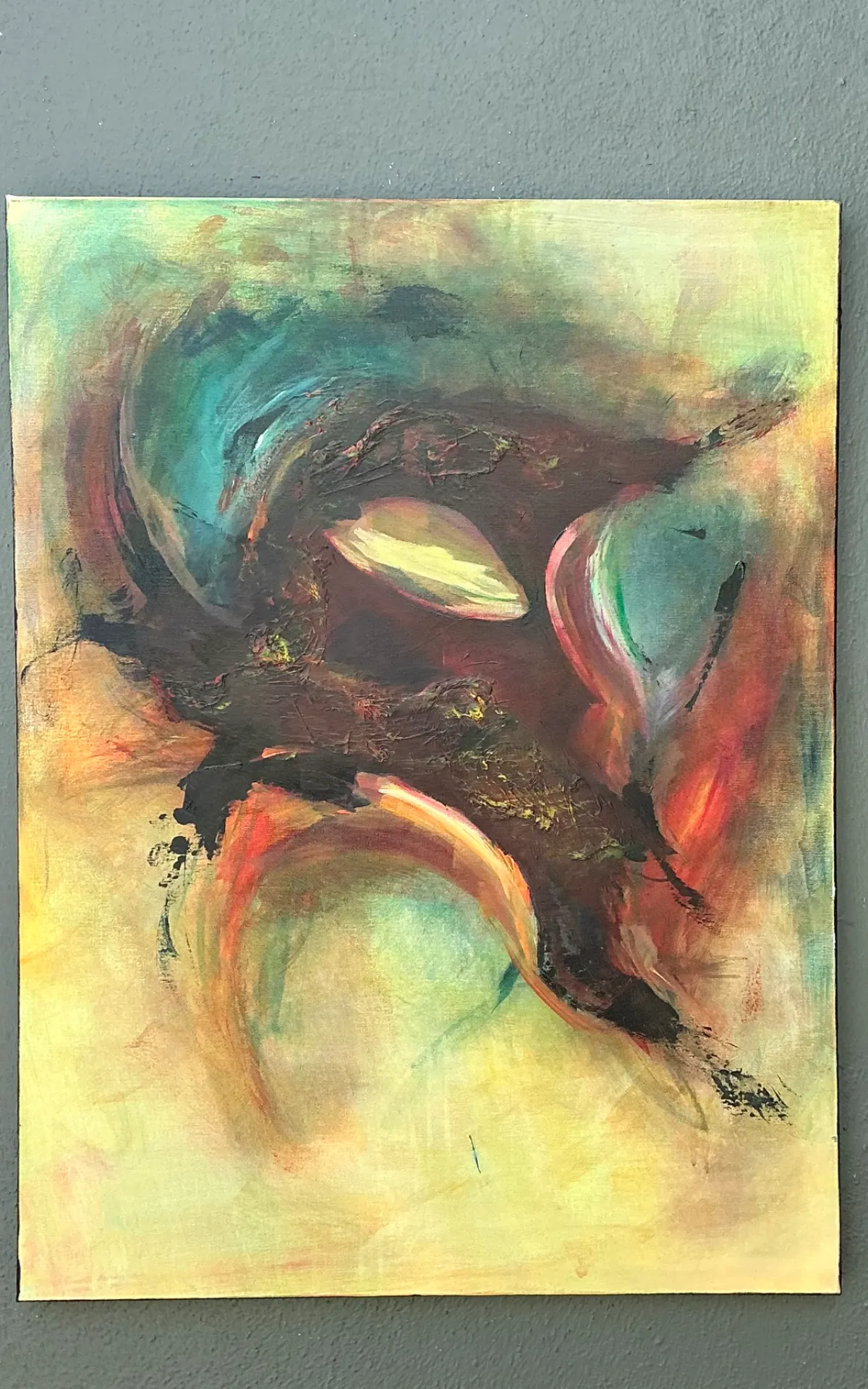 Vintage Abstract Expressionist Oil Painting on Canvas - Side view