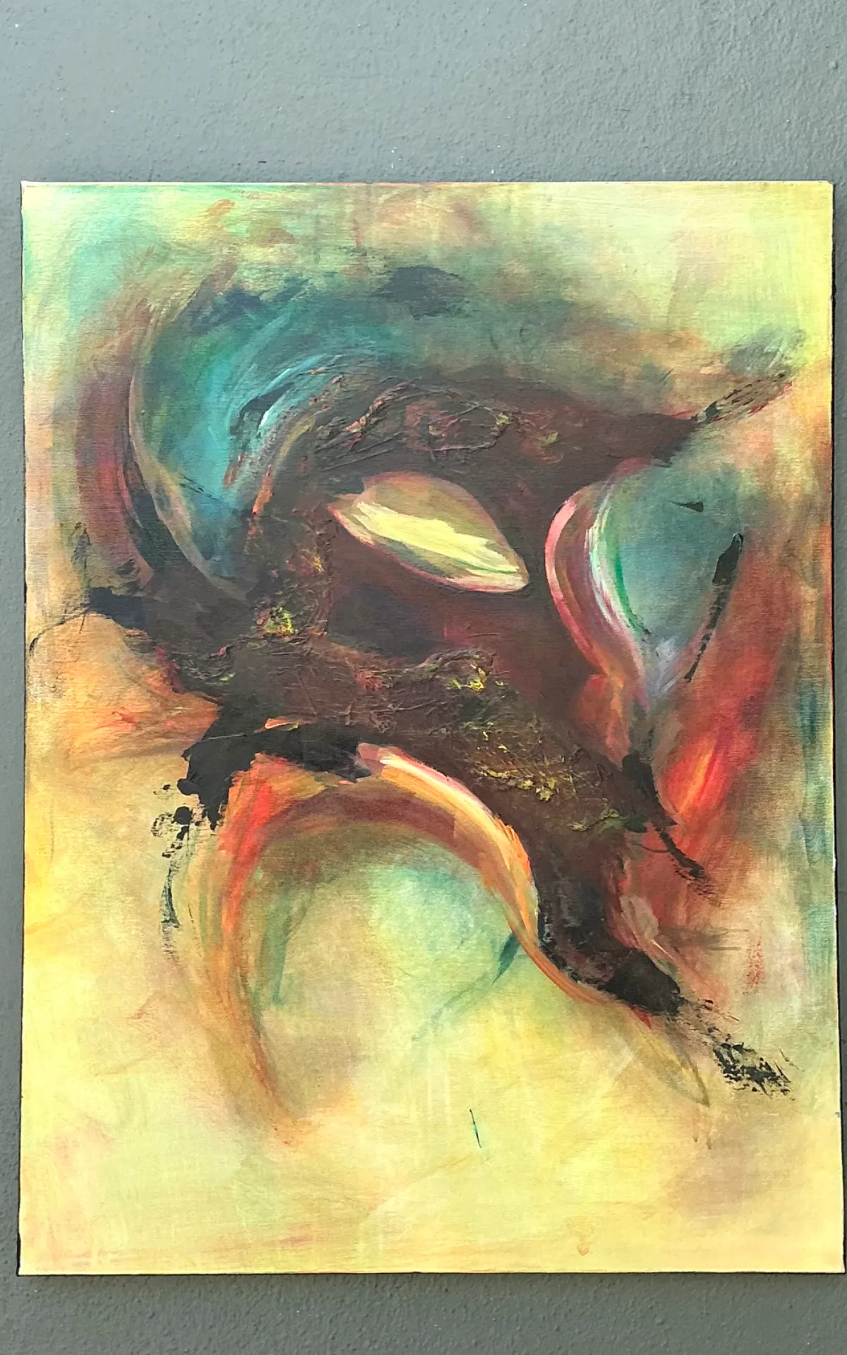 Vintage Abstract Expressionist Oil Painting on Canvas