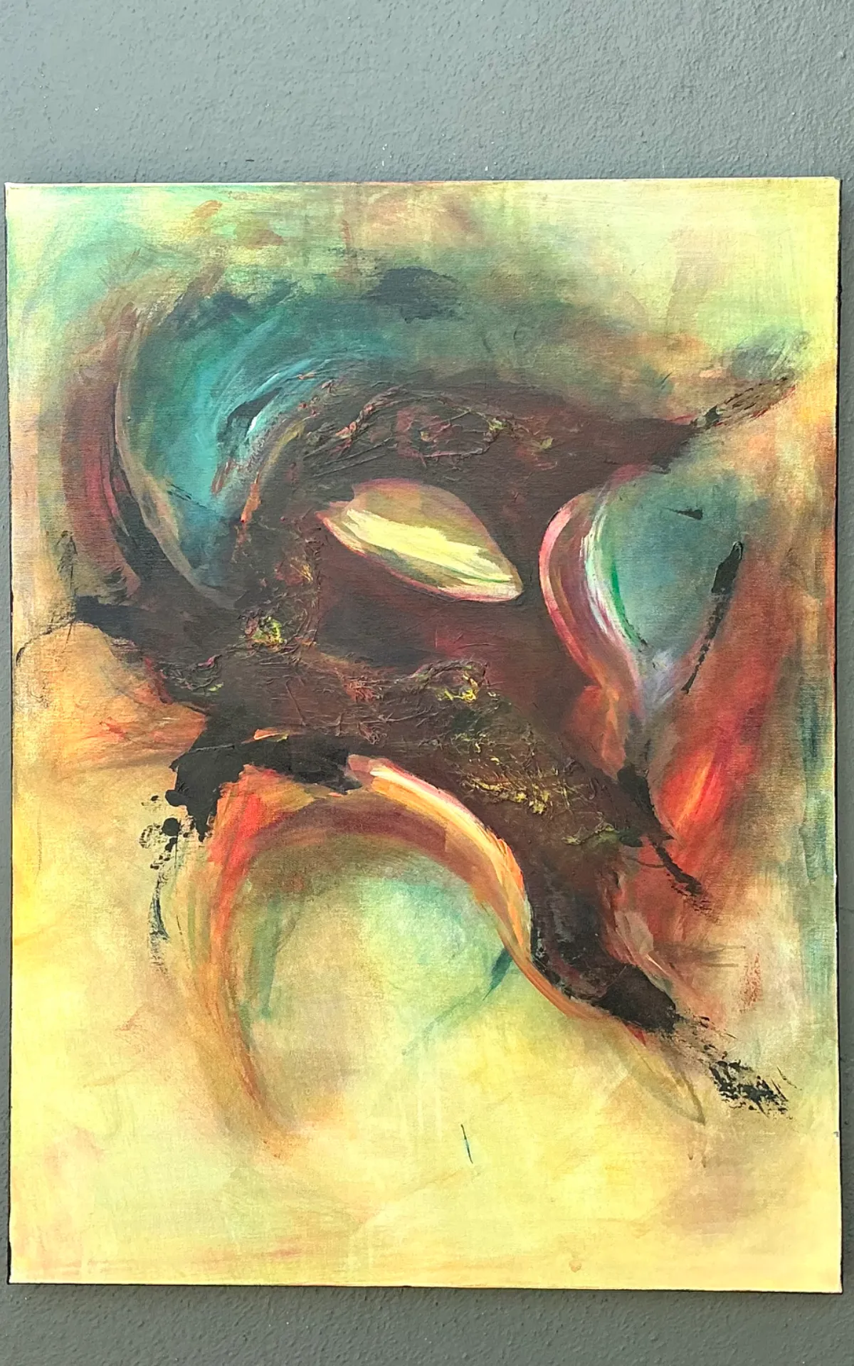 Vintage Abstract Expressionist Oil Painting on Canvas - Bottom view