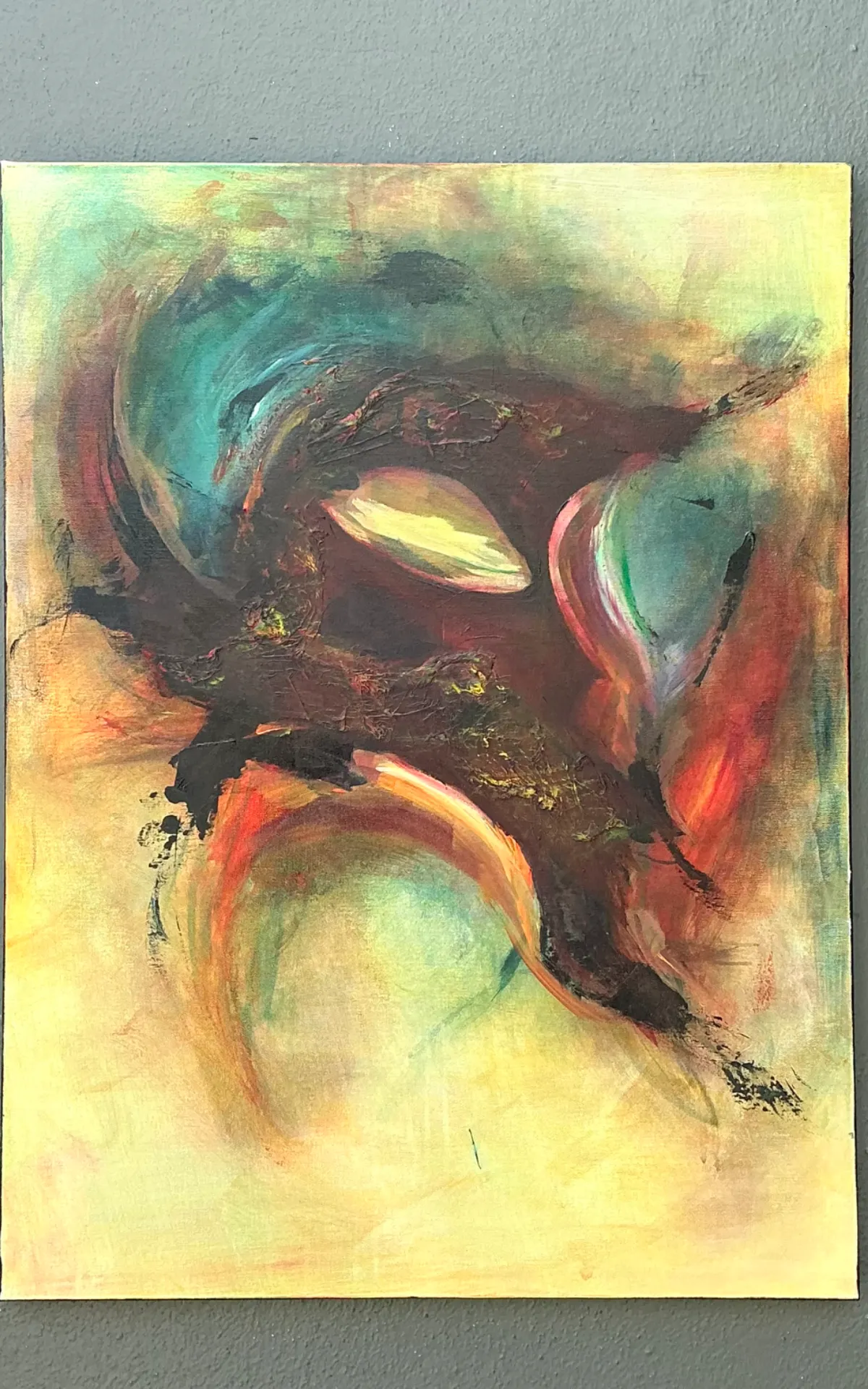 Vintage Abstract Expressionist Oil Painting on Canvas - Back view
