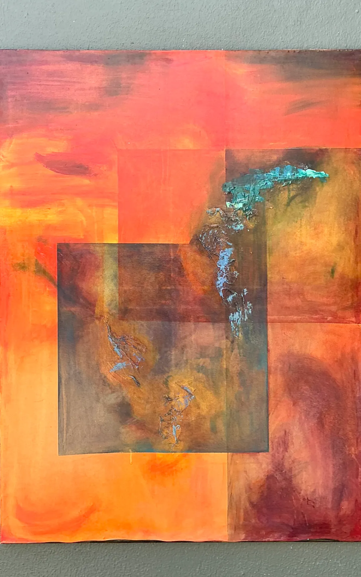 Vintage Abstract Expressionist Oil Painting on Canvas