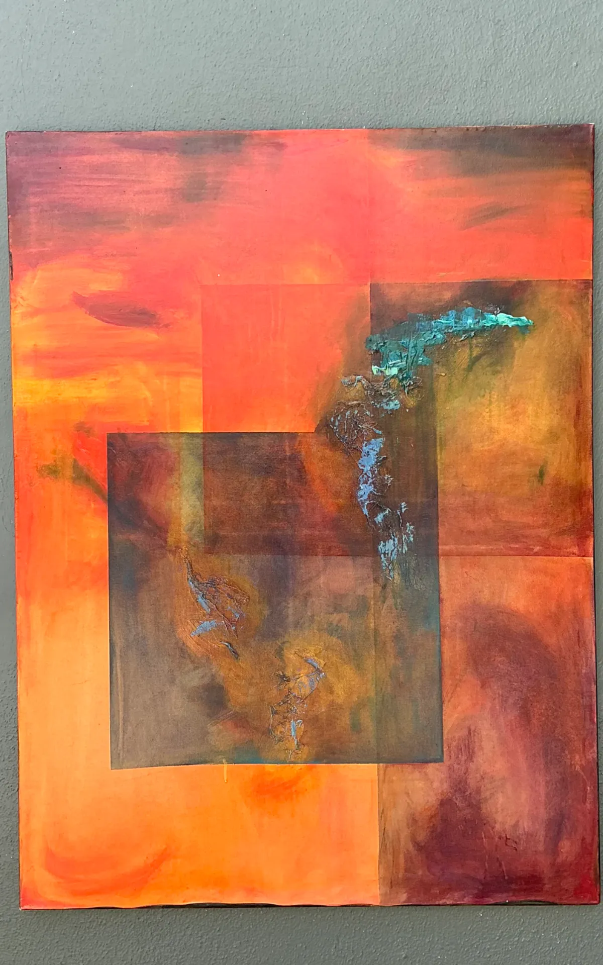 Vintage Abstract Expressionist Oil Painting on Canvas - Interior view