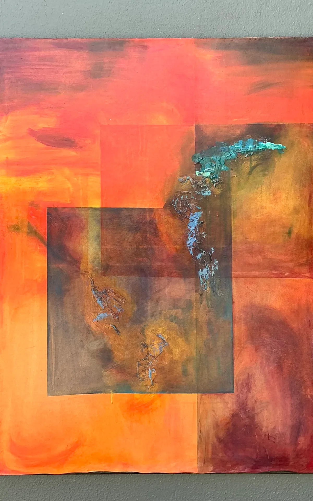 Vintage Abstract Expressionist Oil Painting on Canvas - Back view