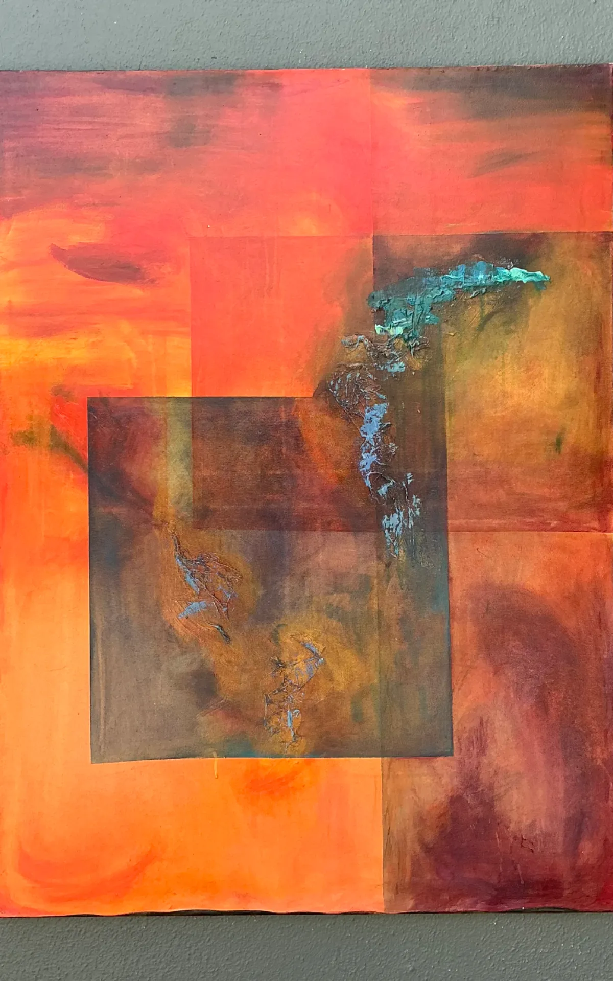 Vintage Abstract Expressionist Oil Painting on Canvas - Side view