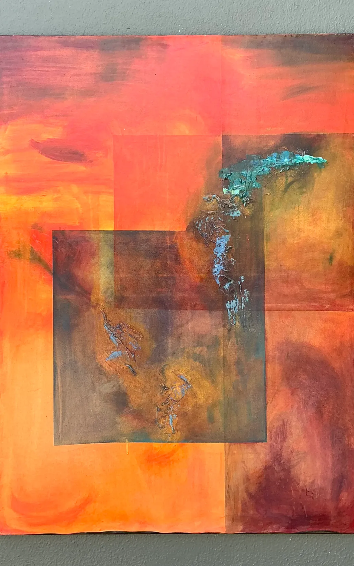 Vintage Abstract Expressionist Oil Painting on Canvas - Top view