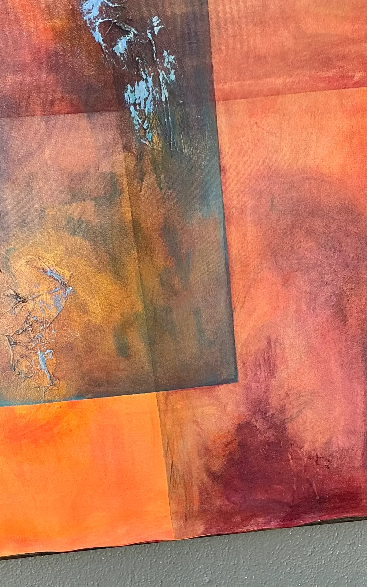 Vintage Abstract Expressionist Oil Painting on Canvas - Close-up view