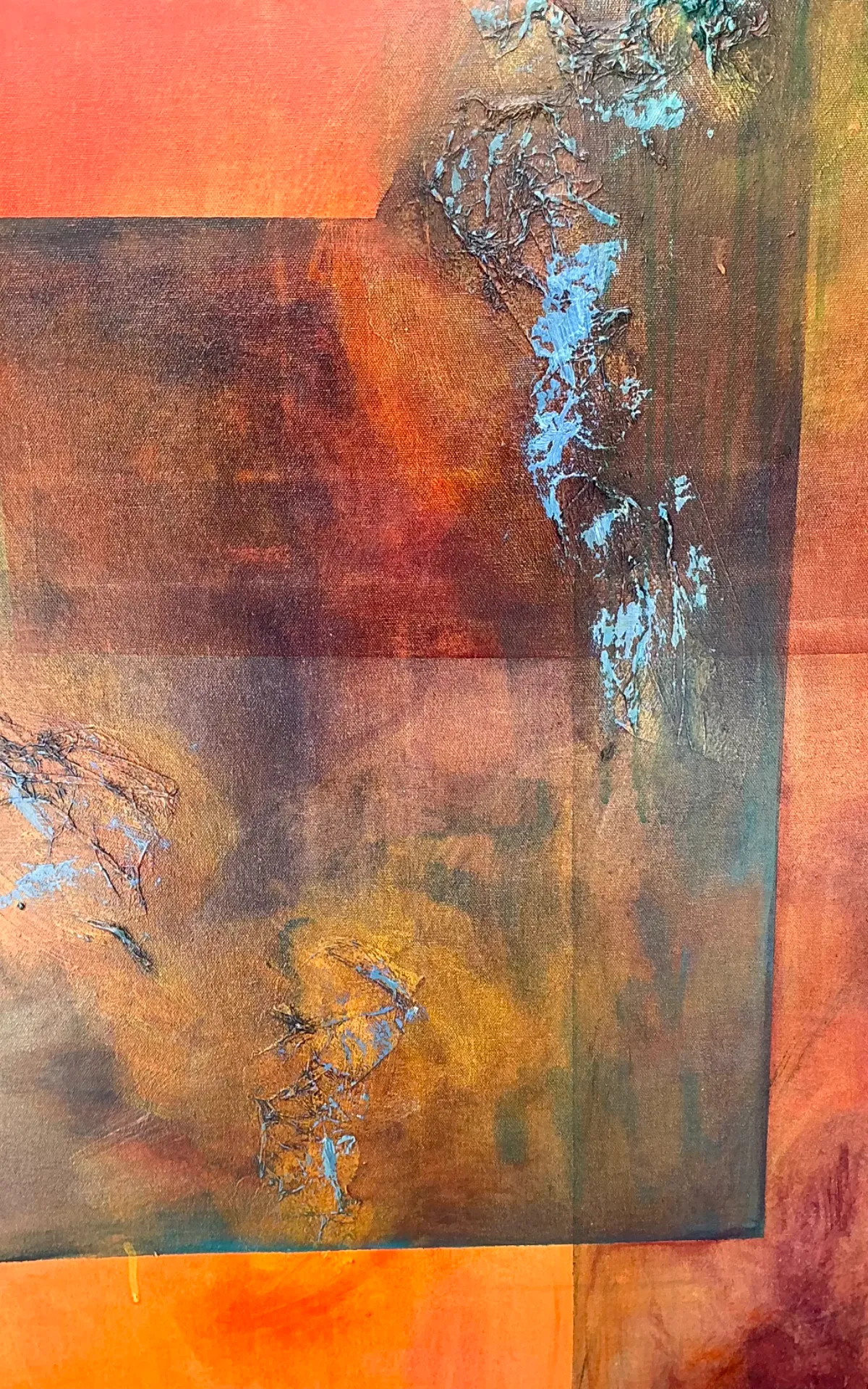 Vintage Abstract Expressionist Oil Painting on Canvas - Bottom view