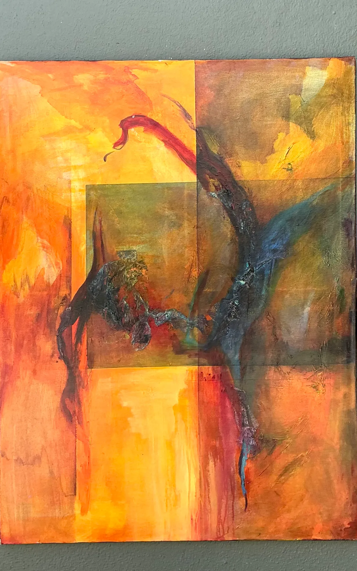 Vintage Abstract Expressionist Oil Painting on Canvas - Bottom view