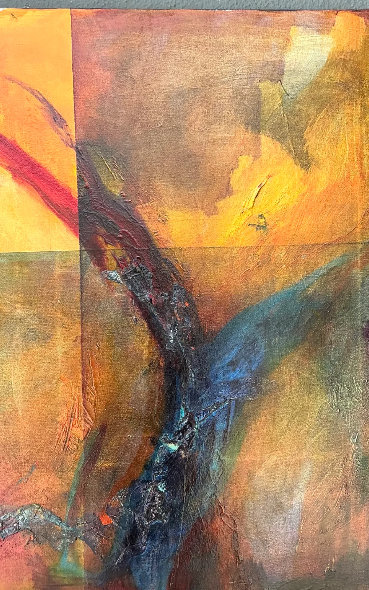 Vintage Abstract Expressionist Oil Painting on Canvas - Interior view