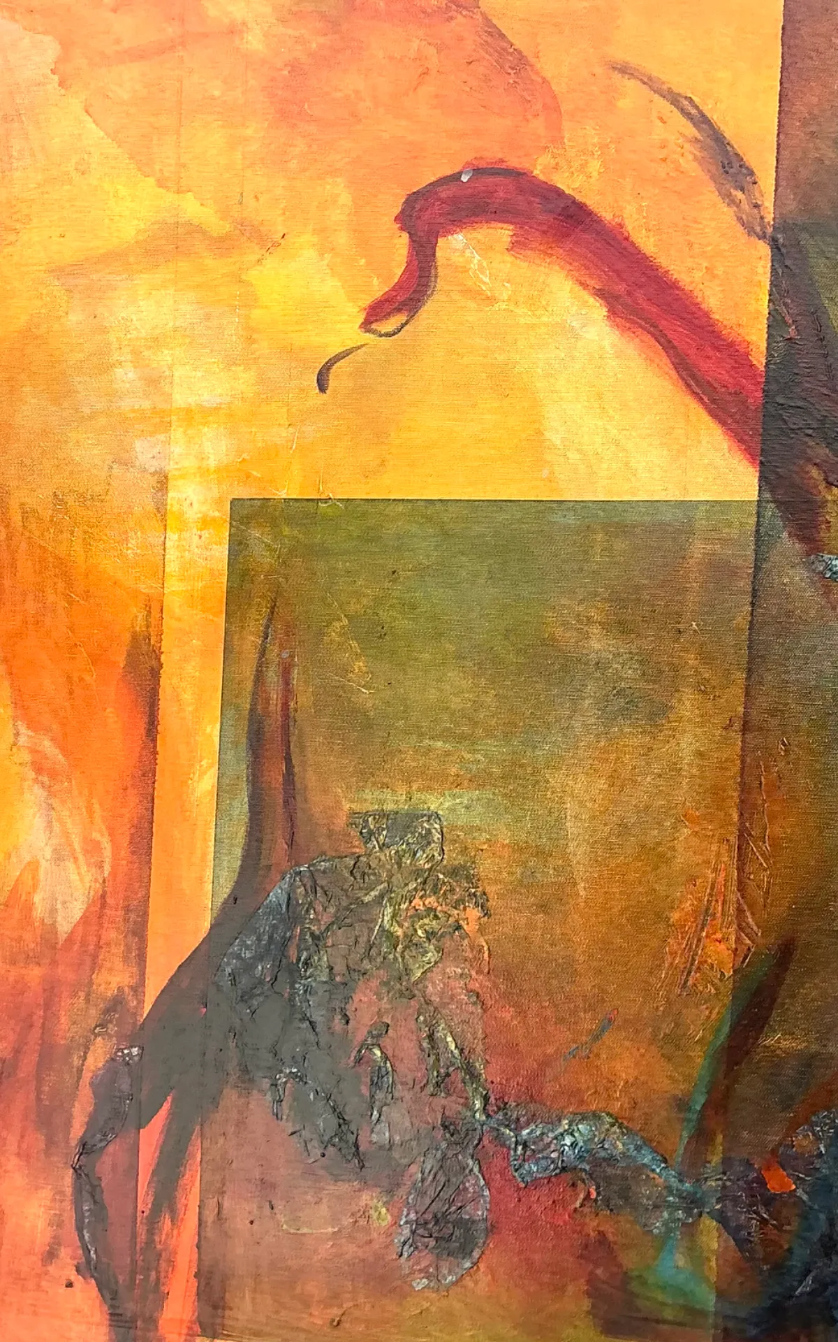 Vintage Abstract Expressionist Oil Painting on Canvas - Back view