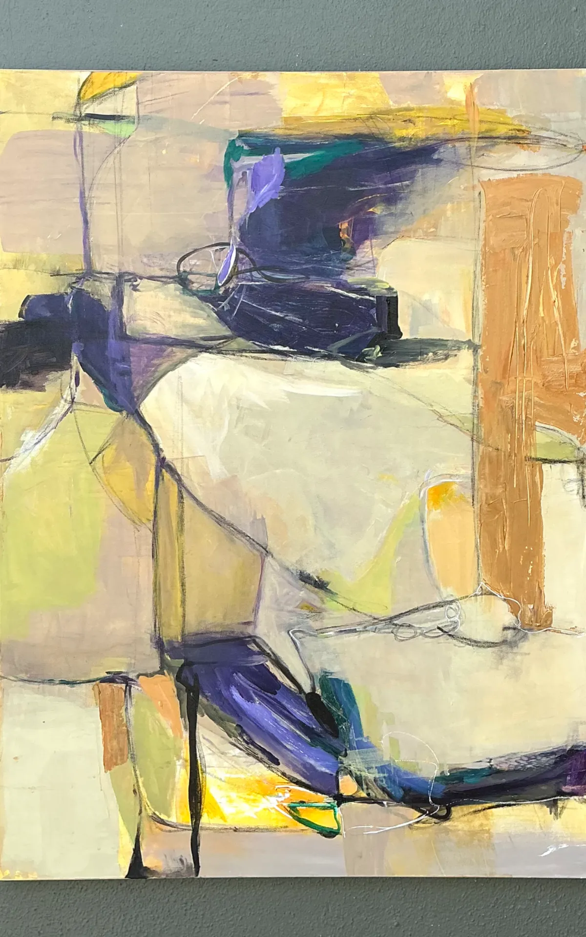 Vintage Abstract Expressionist Oil Painting on Canvas - Interior view