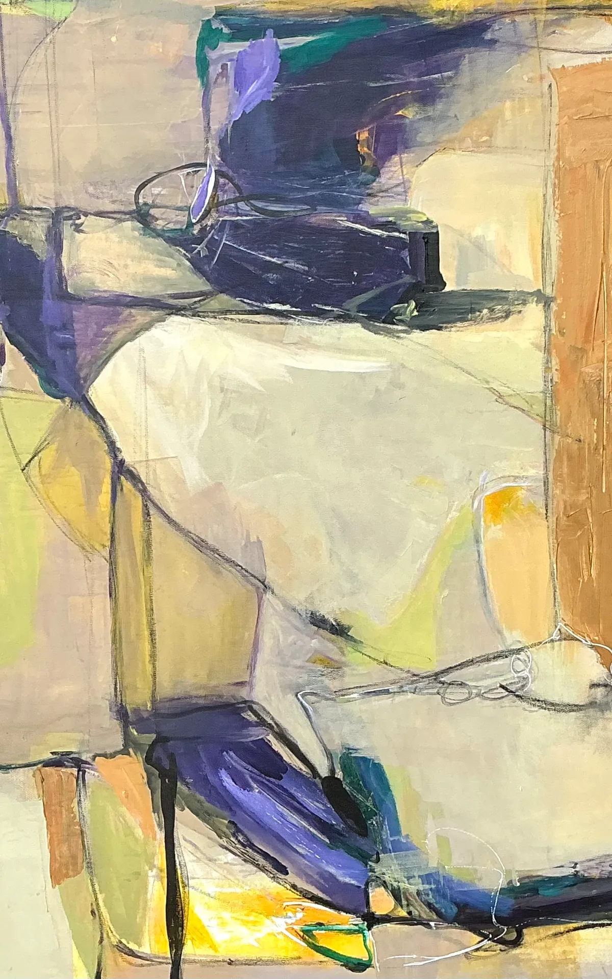 Vintage Abstract Expressionist Oil Painting on Canvas - Back view