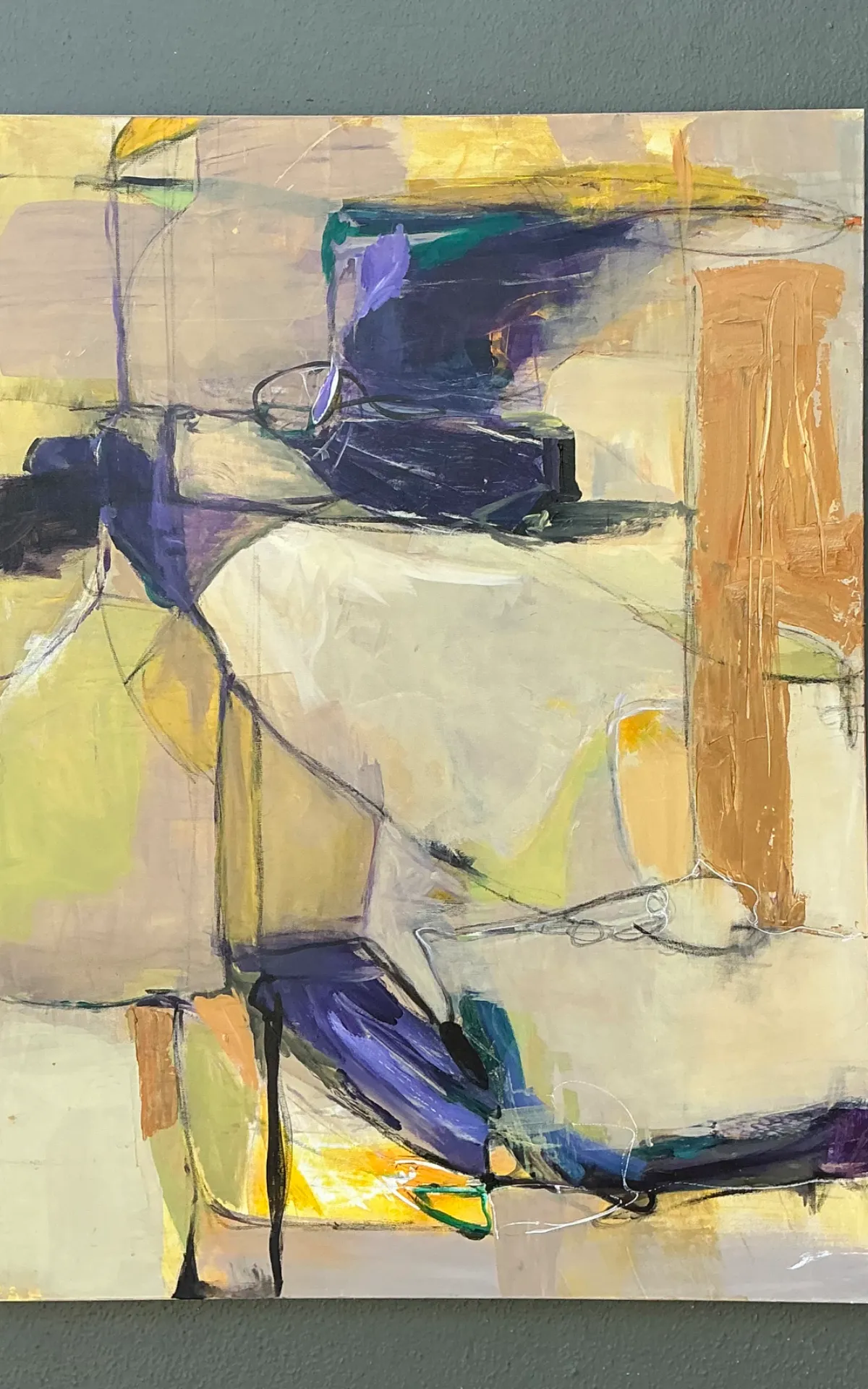 Vintage Abstract Expressionist Oil Painting on Canvas - Side view