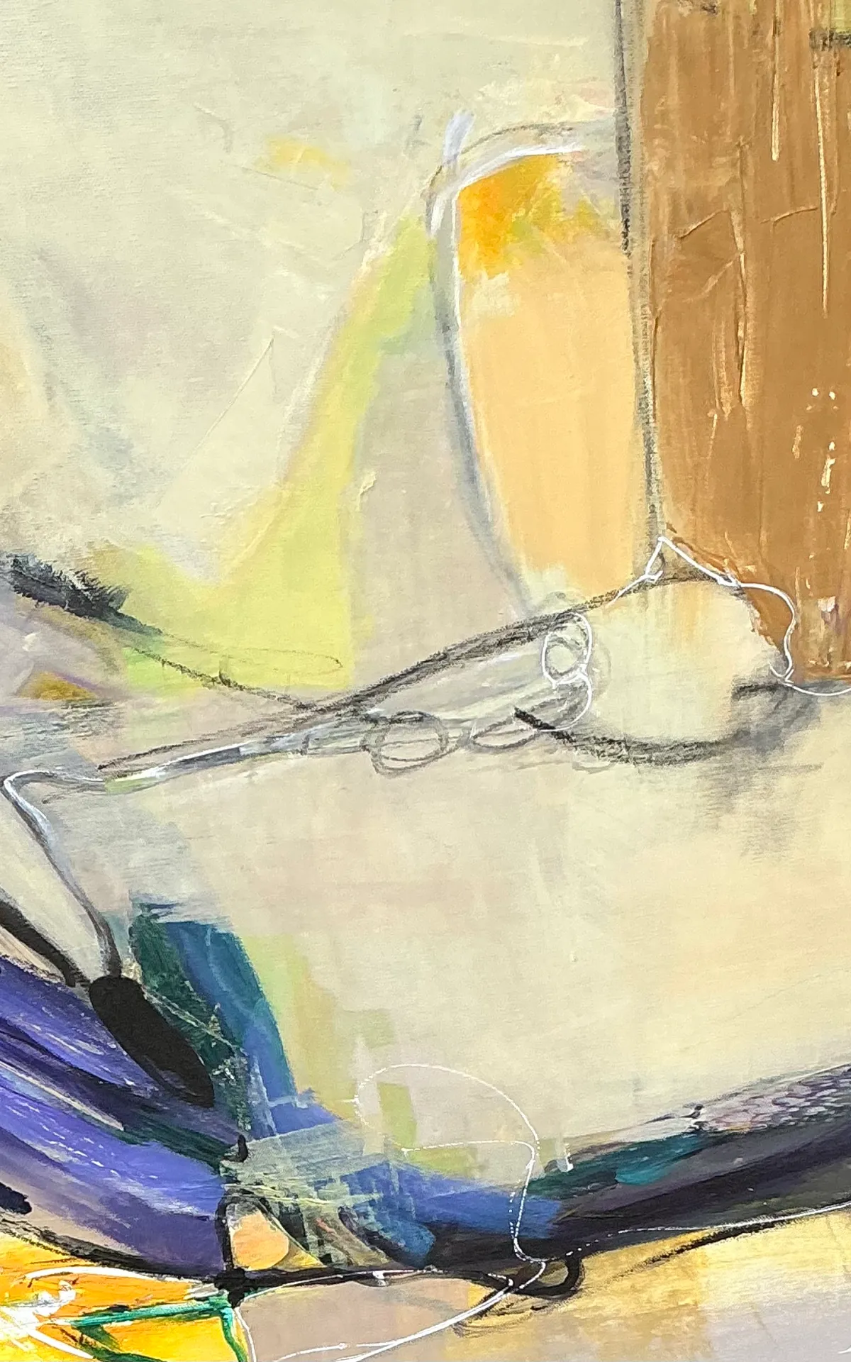 Vintage Abstract Expressionist Oil Painting on Canvas - Top view
