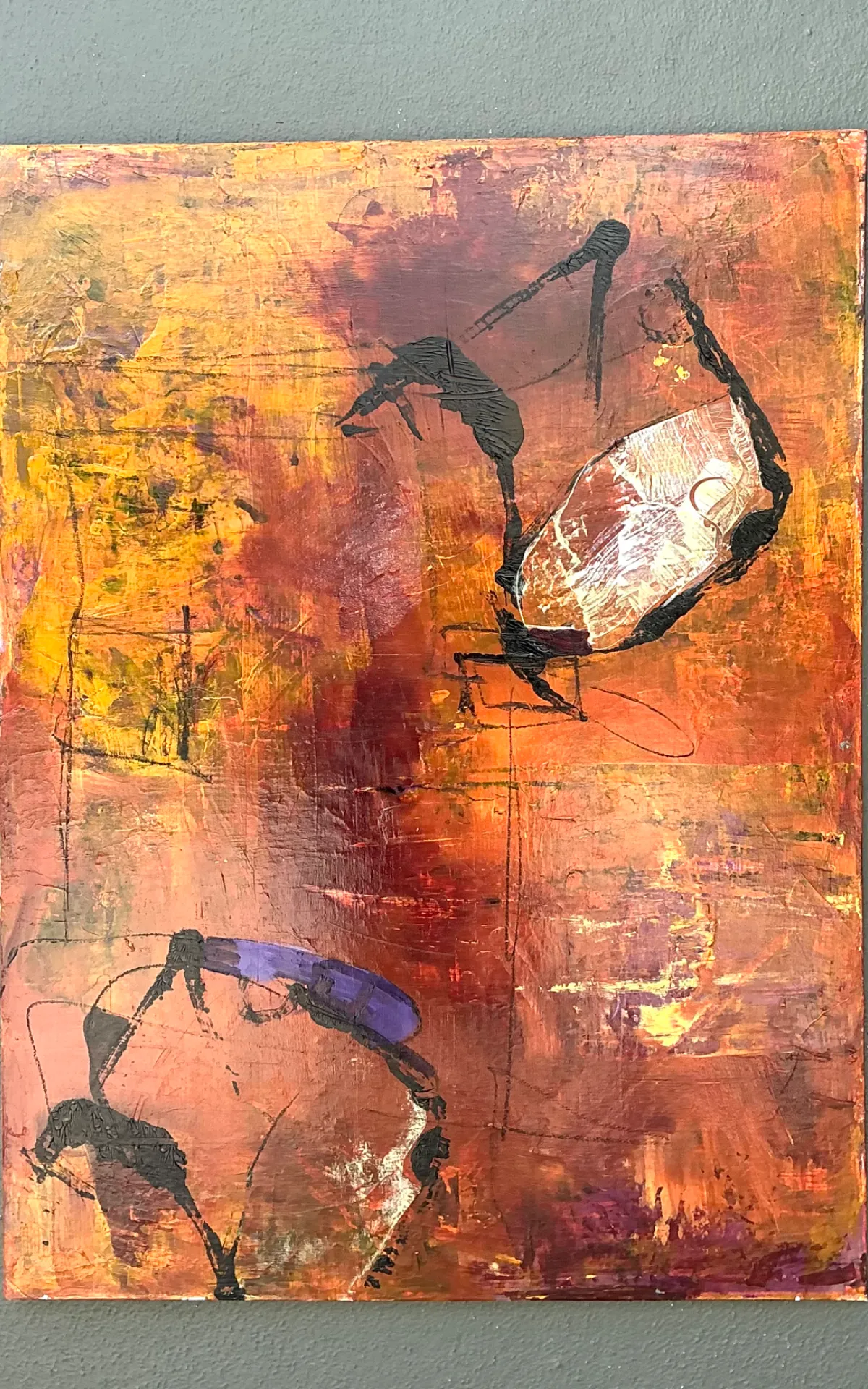 Vintage Abstract Expressionist Oil Painting on Canvas - Bottom view
