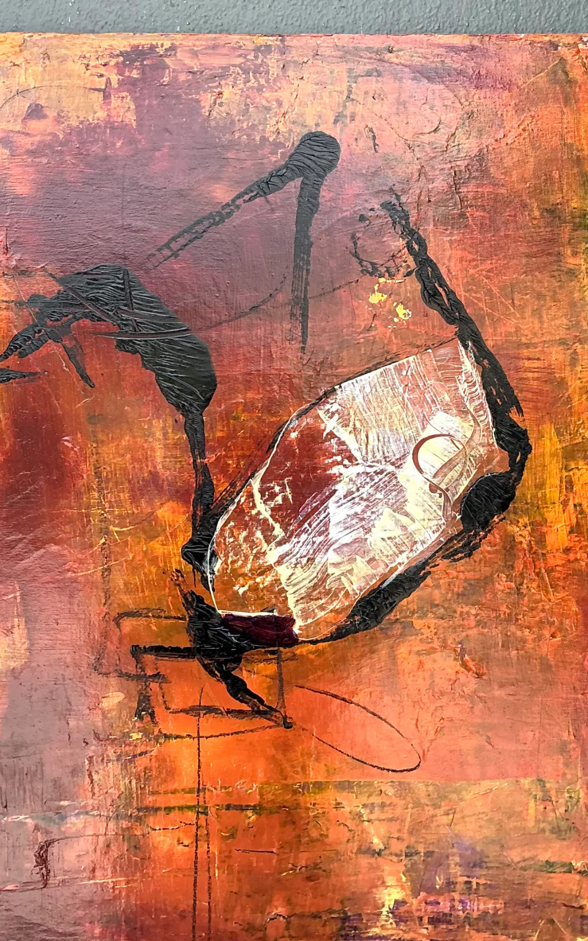 Vintage Abstract Expressionist Oil Painting on Canvas - Back view