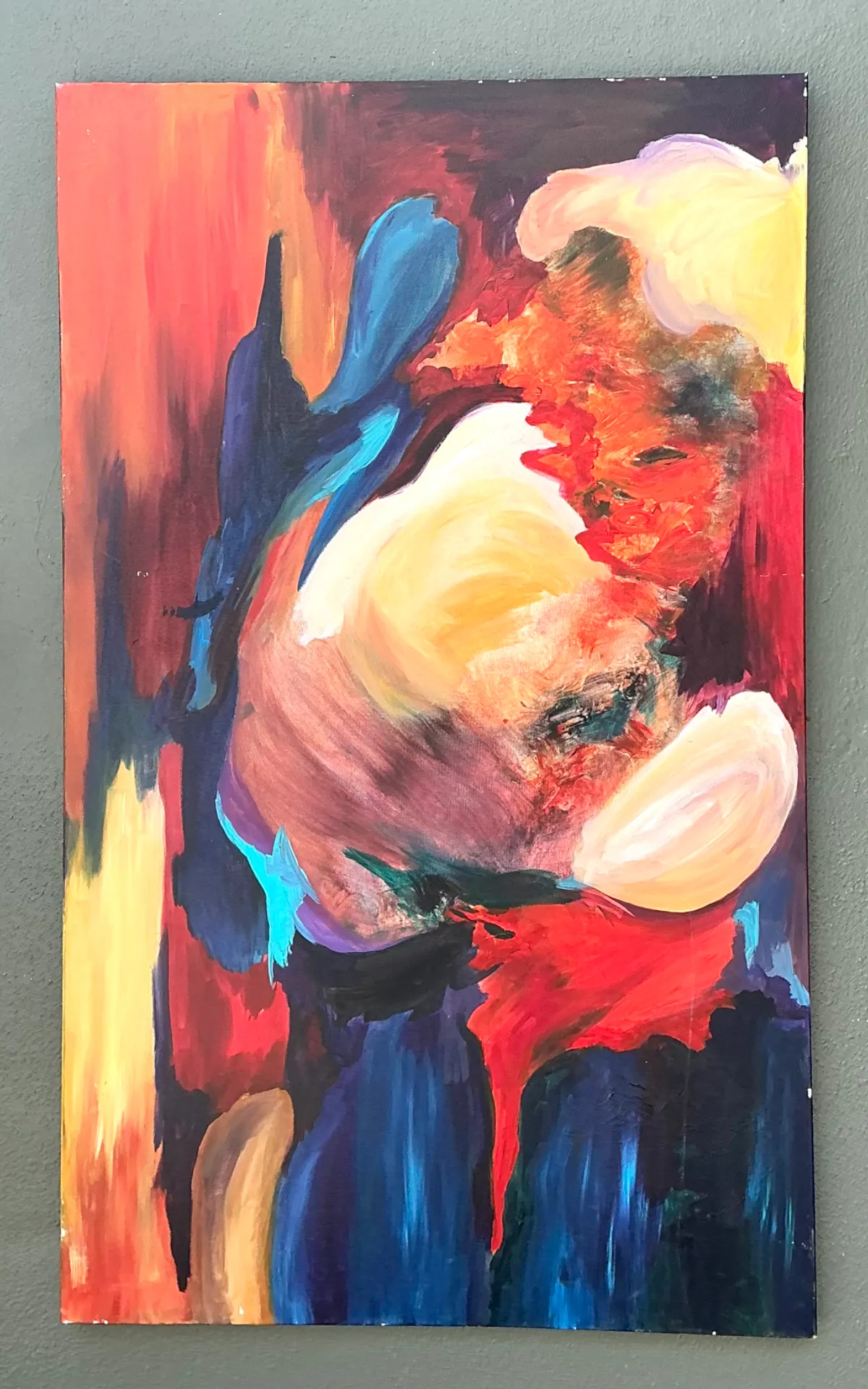 Vintage Abstract Expressionist Oil Painting on Canvas - Bottom view