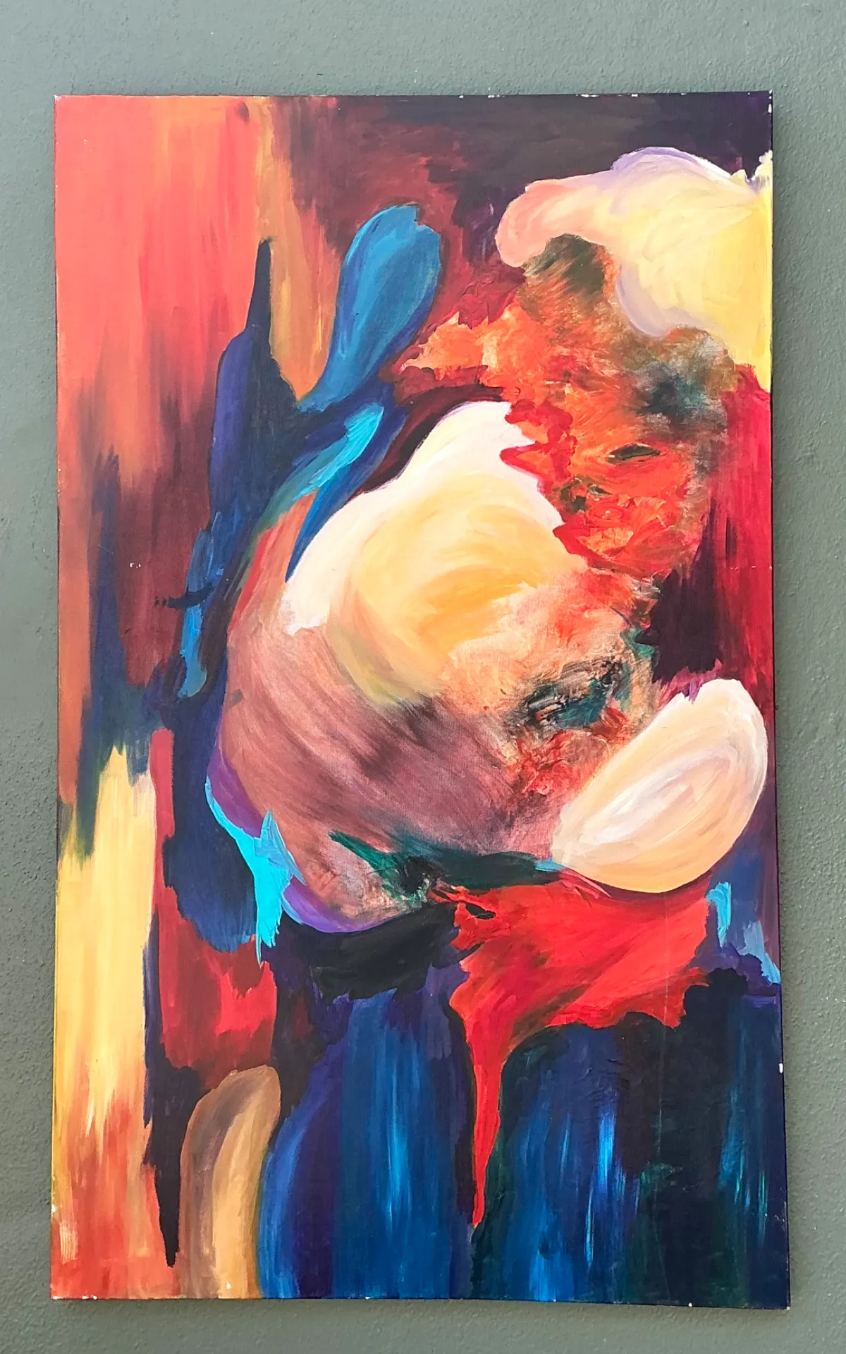 Vintage Abstract Expressionist Oil Painting on Canvas