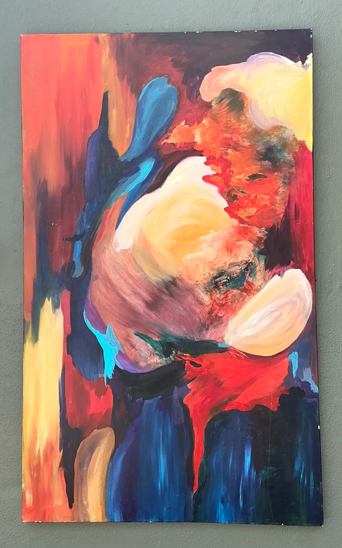 Vintage Abstract Expressionist Oil Painting on Canvas - Back view