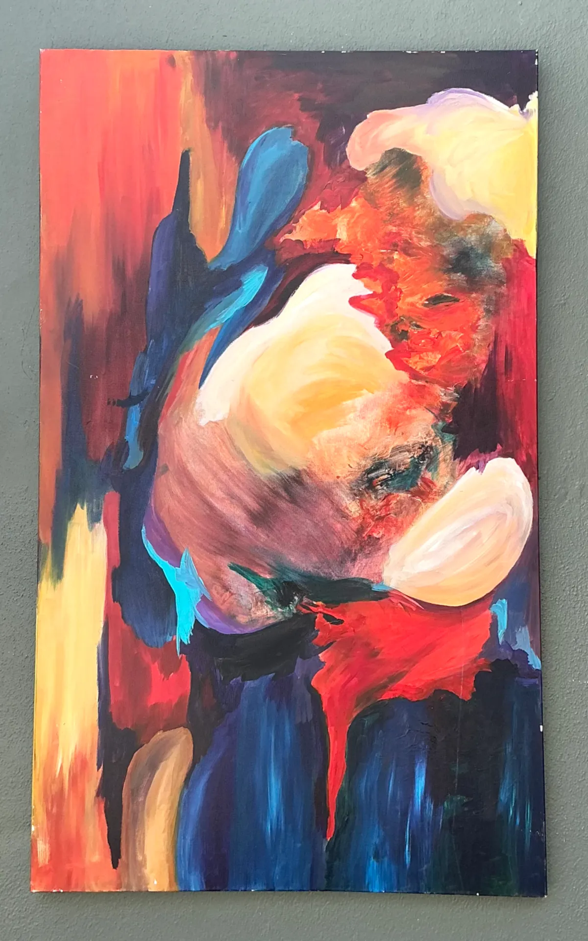 Vintage Abstract Expressionist Oil Painting on Canvas - Angle view
