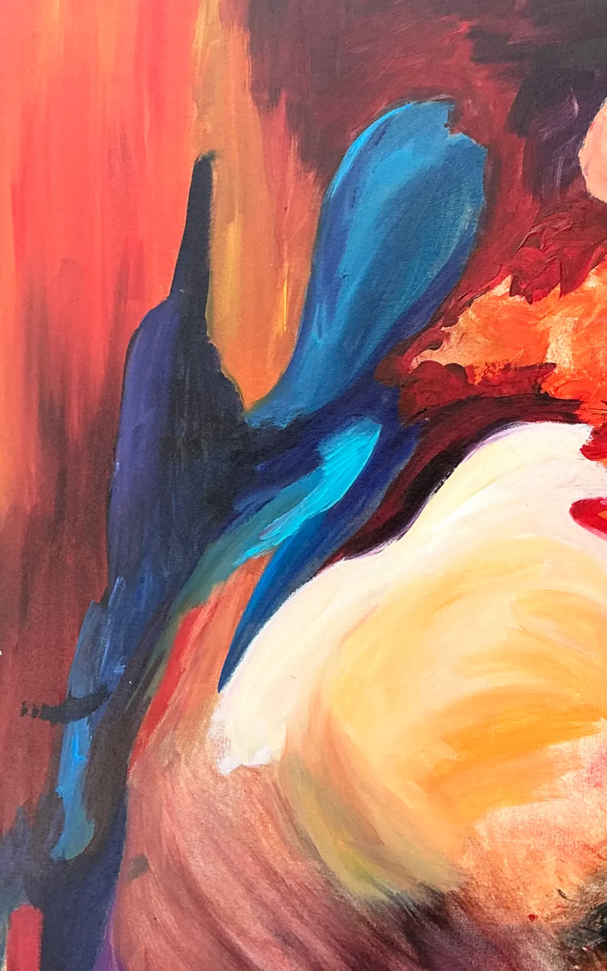 Vintage Abstract Expressionist Oil Painting on Canvas - Top view