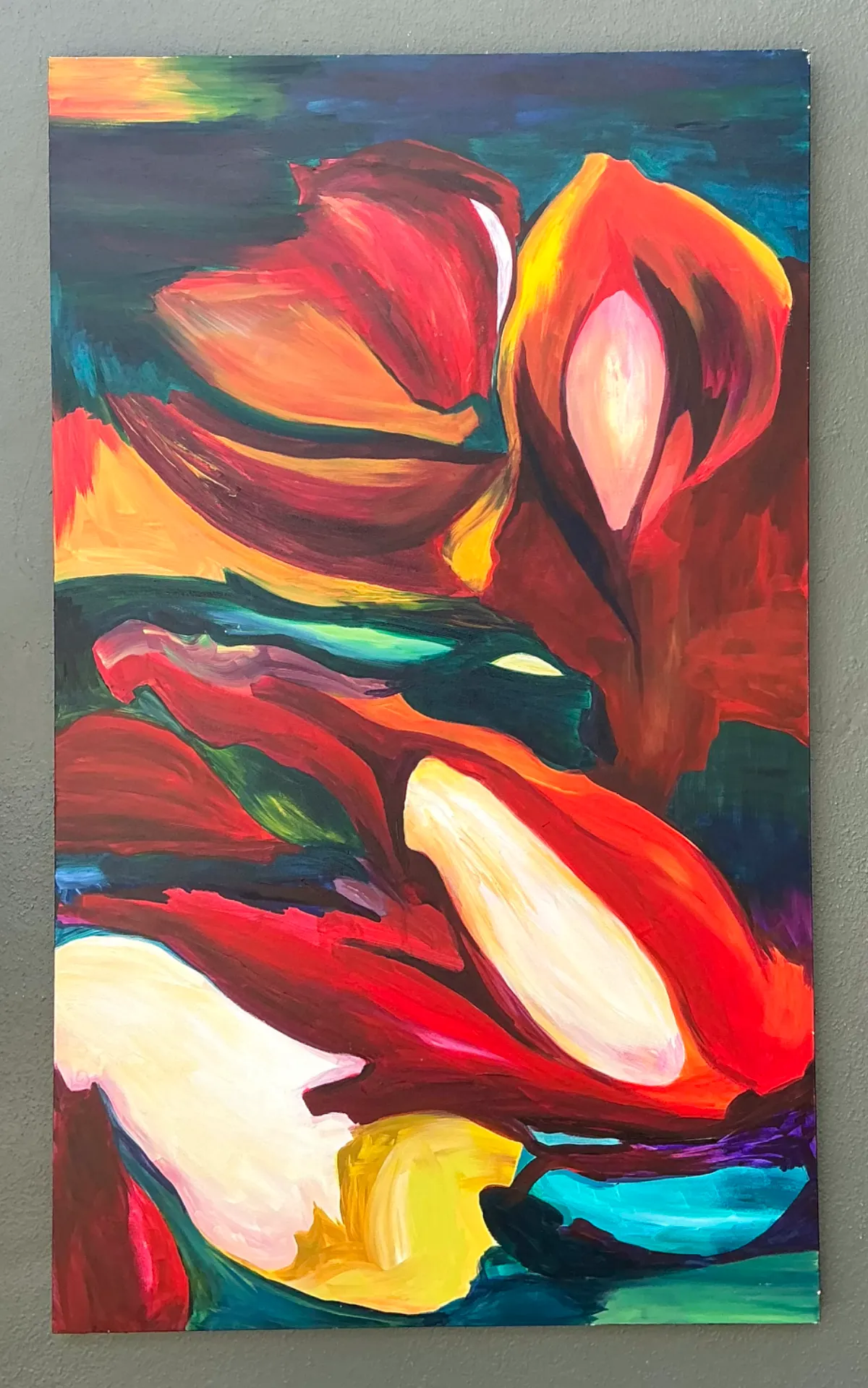 Vintage Abstract Expressionist Oil Painting on Canvas - Bottom view