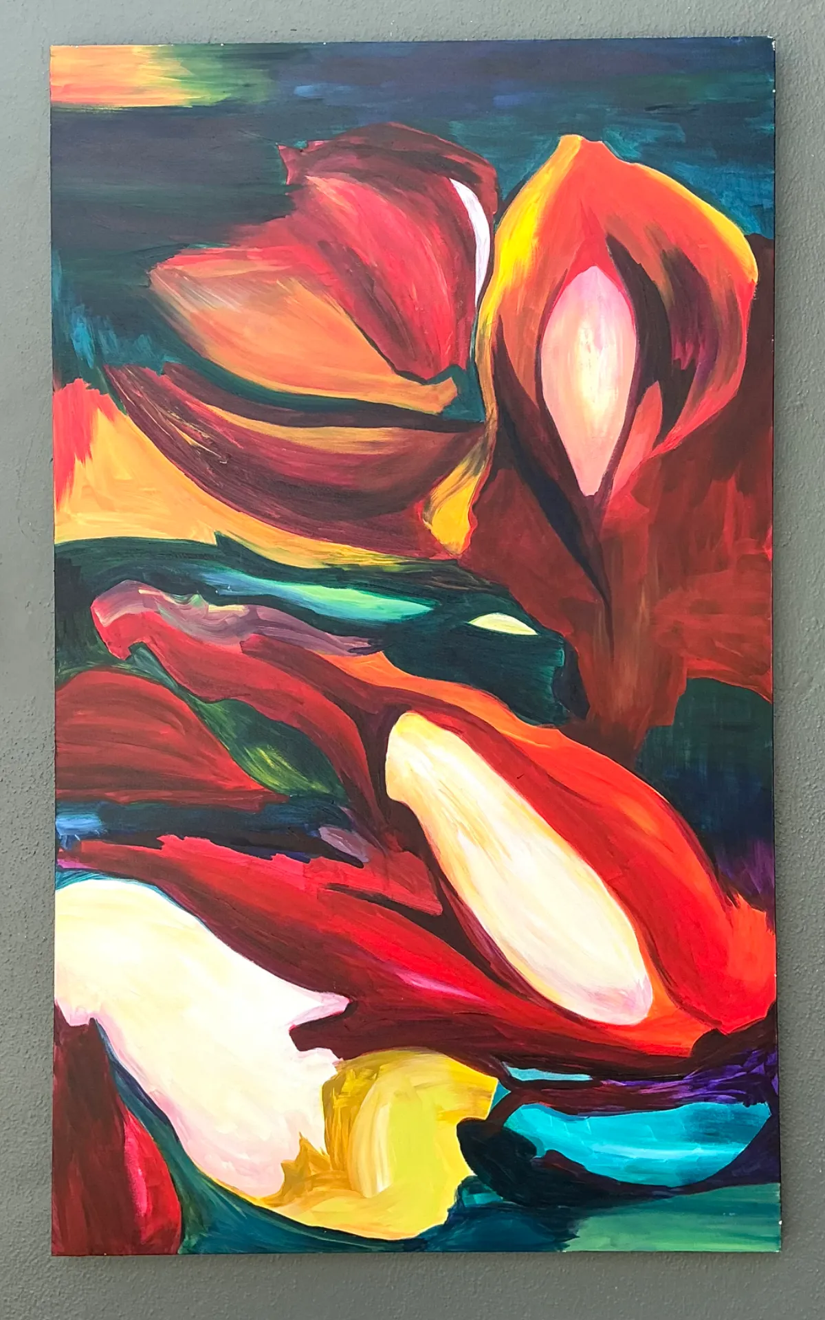 Vintage Abstract Expressionist Oil Painting on Canvas - Top view