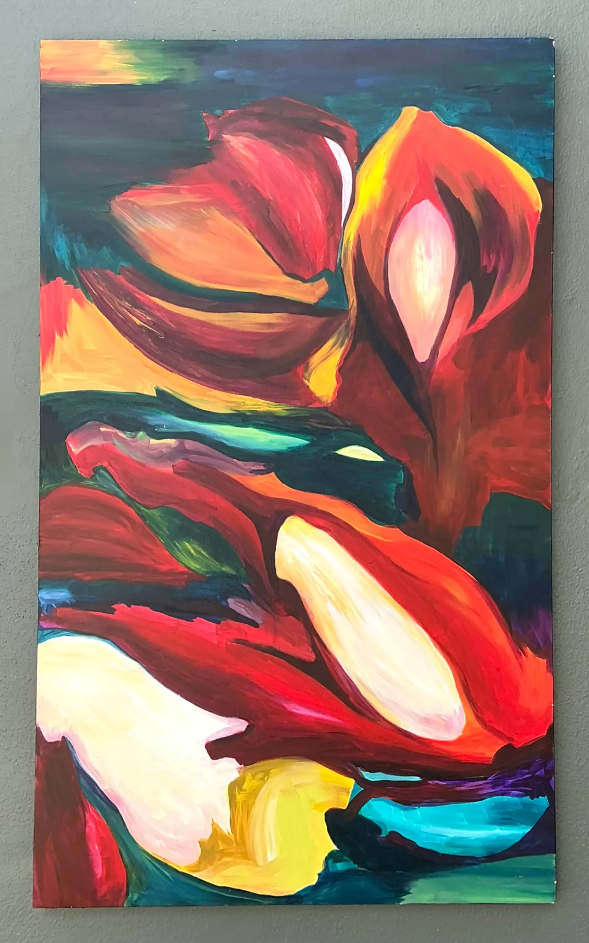 Vintage Abstract Expressionist Oil Painting on Canvas - Side view