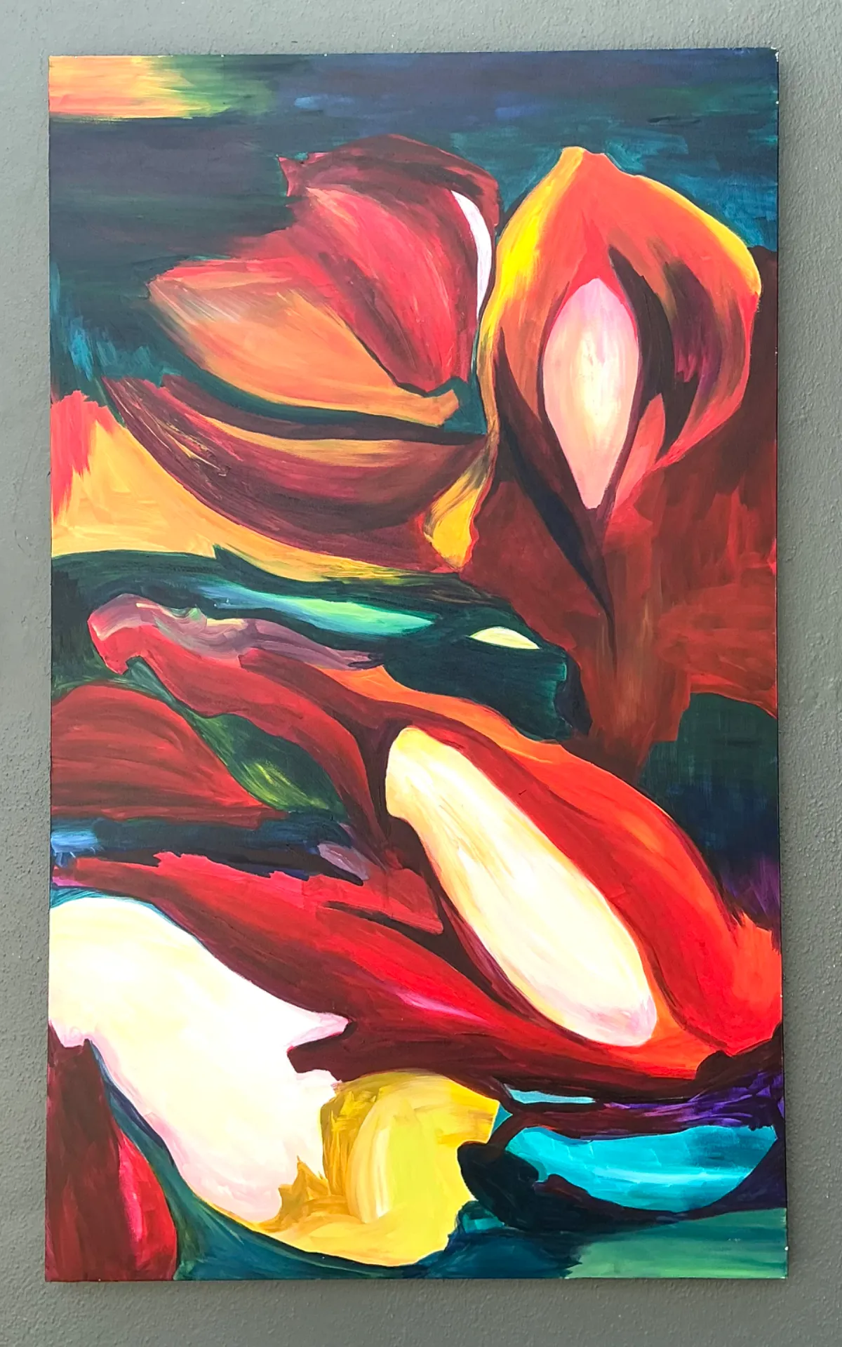 Vintage Abstract Expressionist Oil Painting on Canvas - Interior view