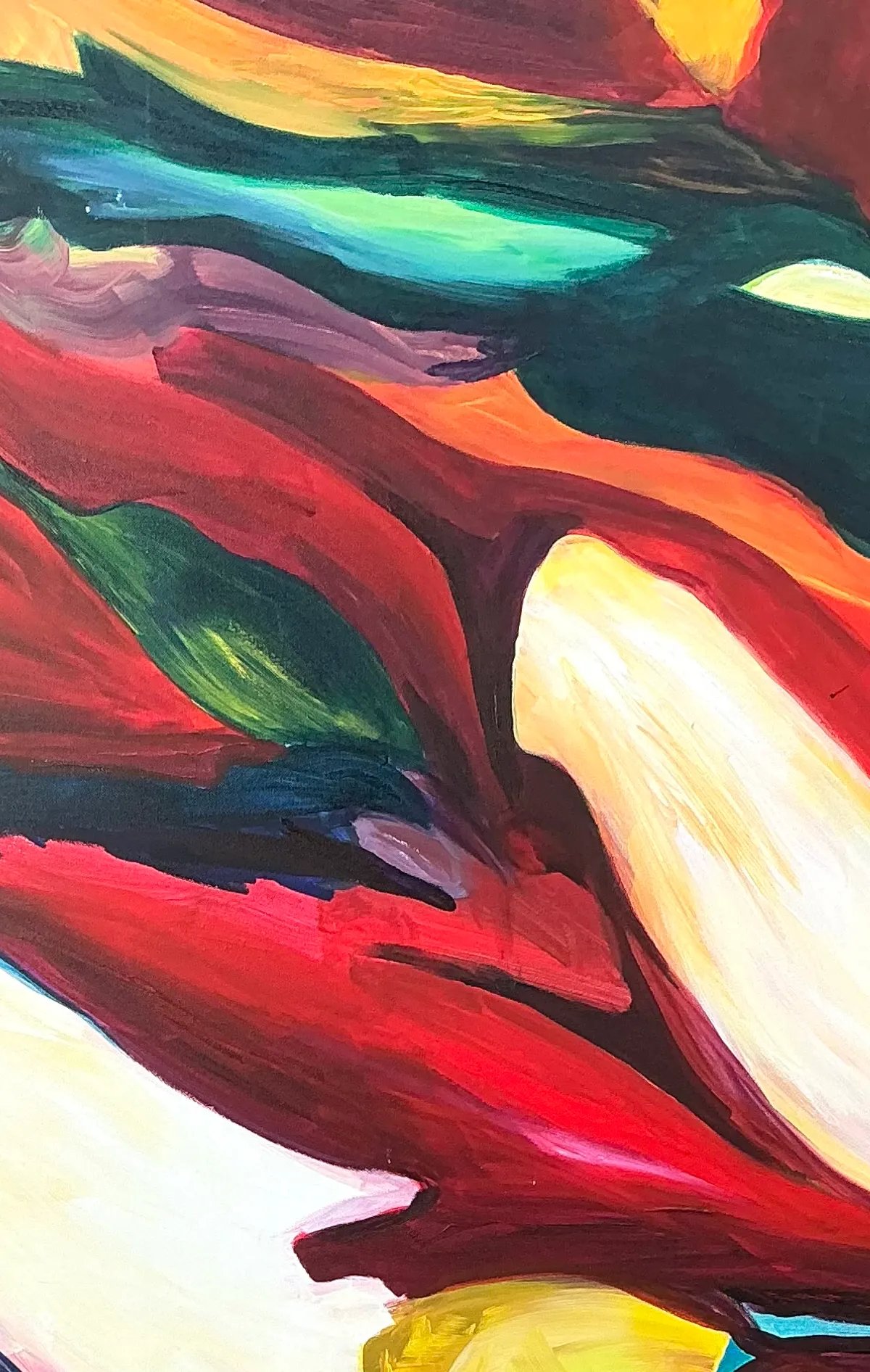 Vintage Abstract Expressionist Oil Painting on Canvas - Angle view
