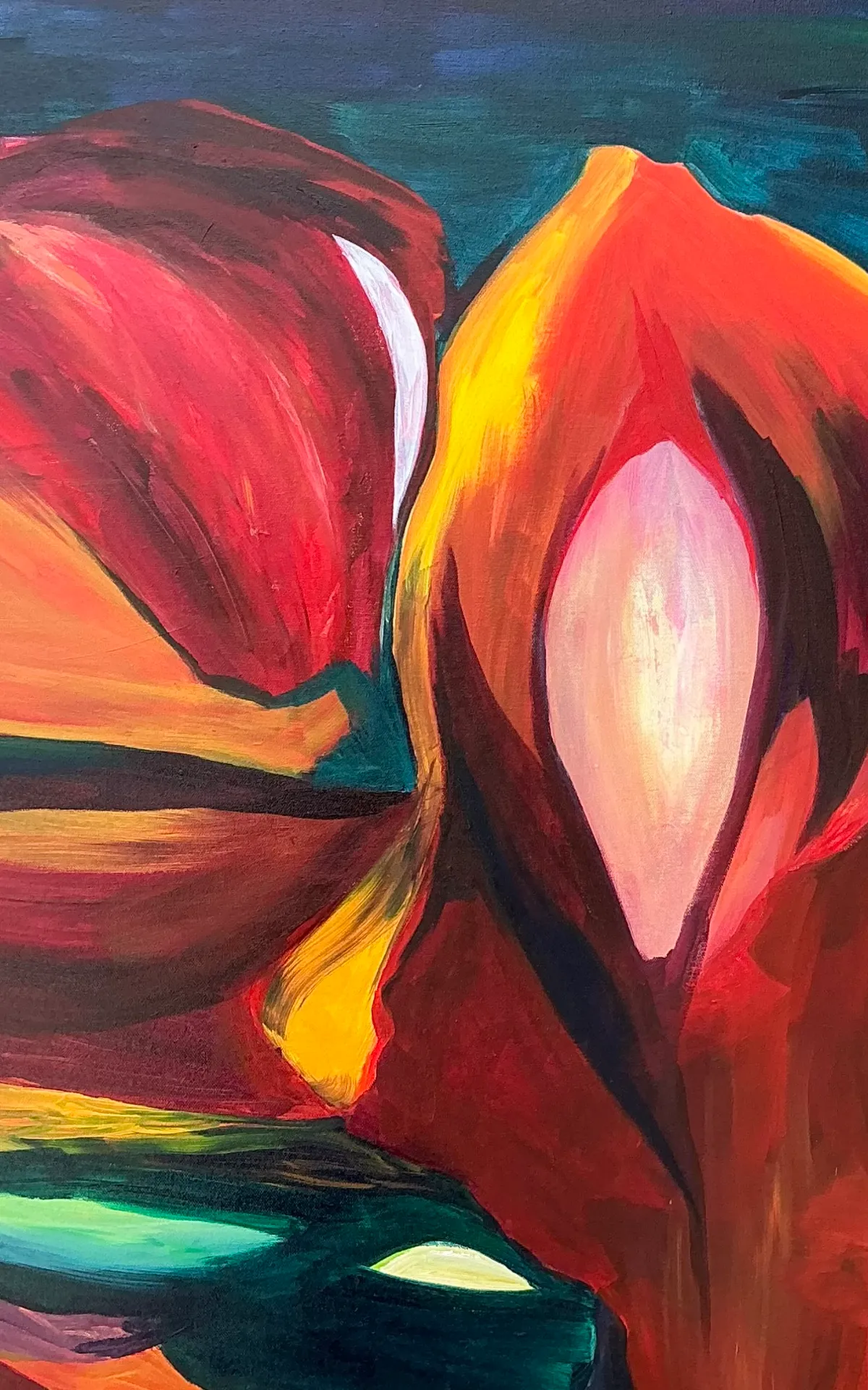 Vintage Abstract Expressionist Oil Painting on Canvas