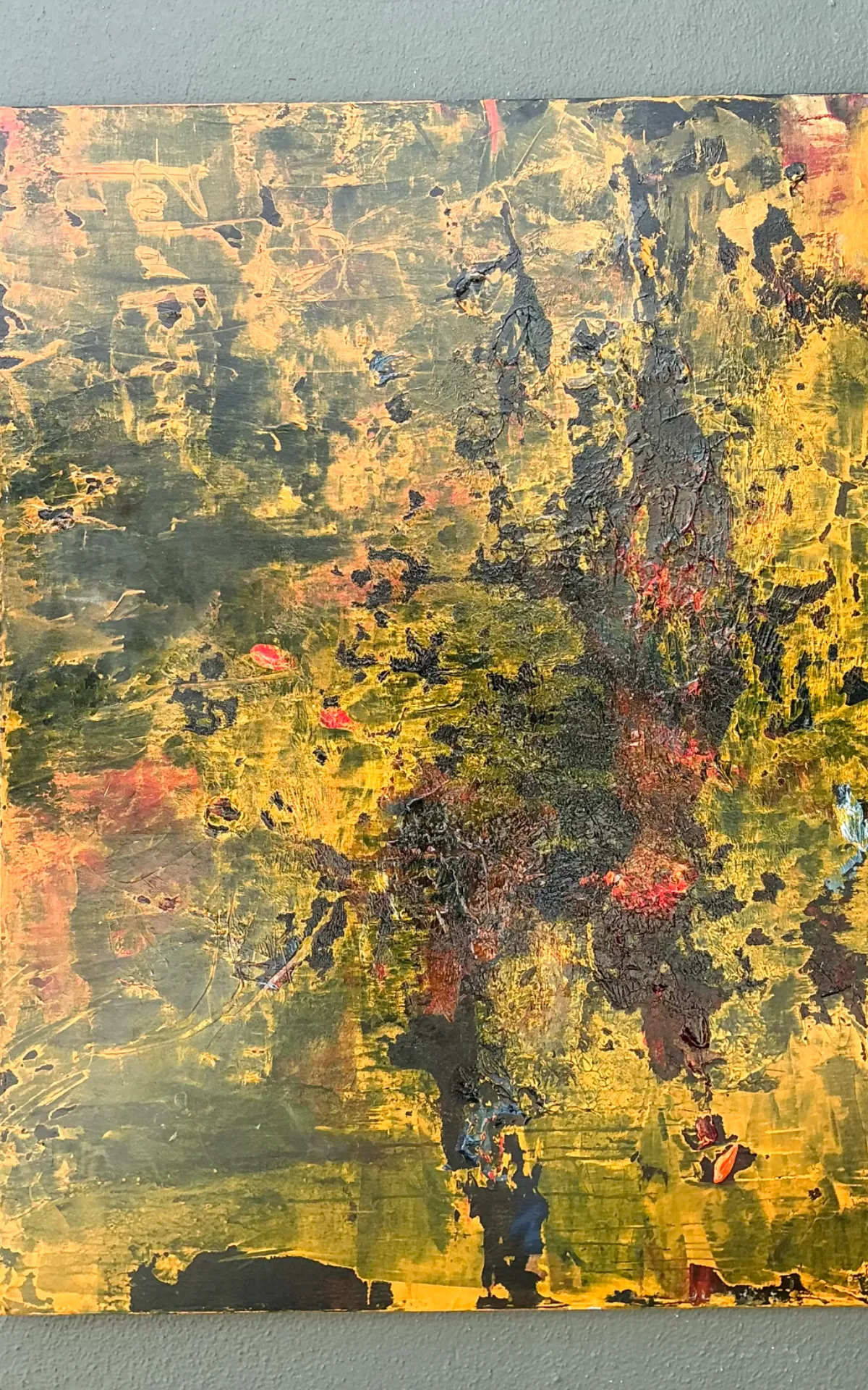 Vintage Abstract Expressionist Painting on Canvas - Back view