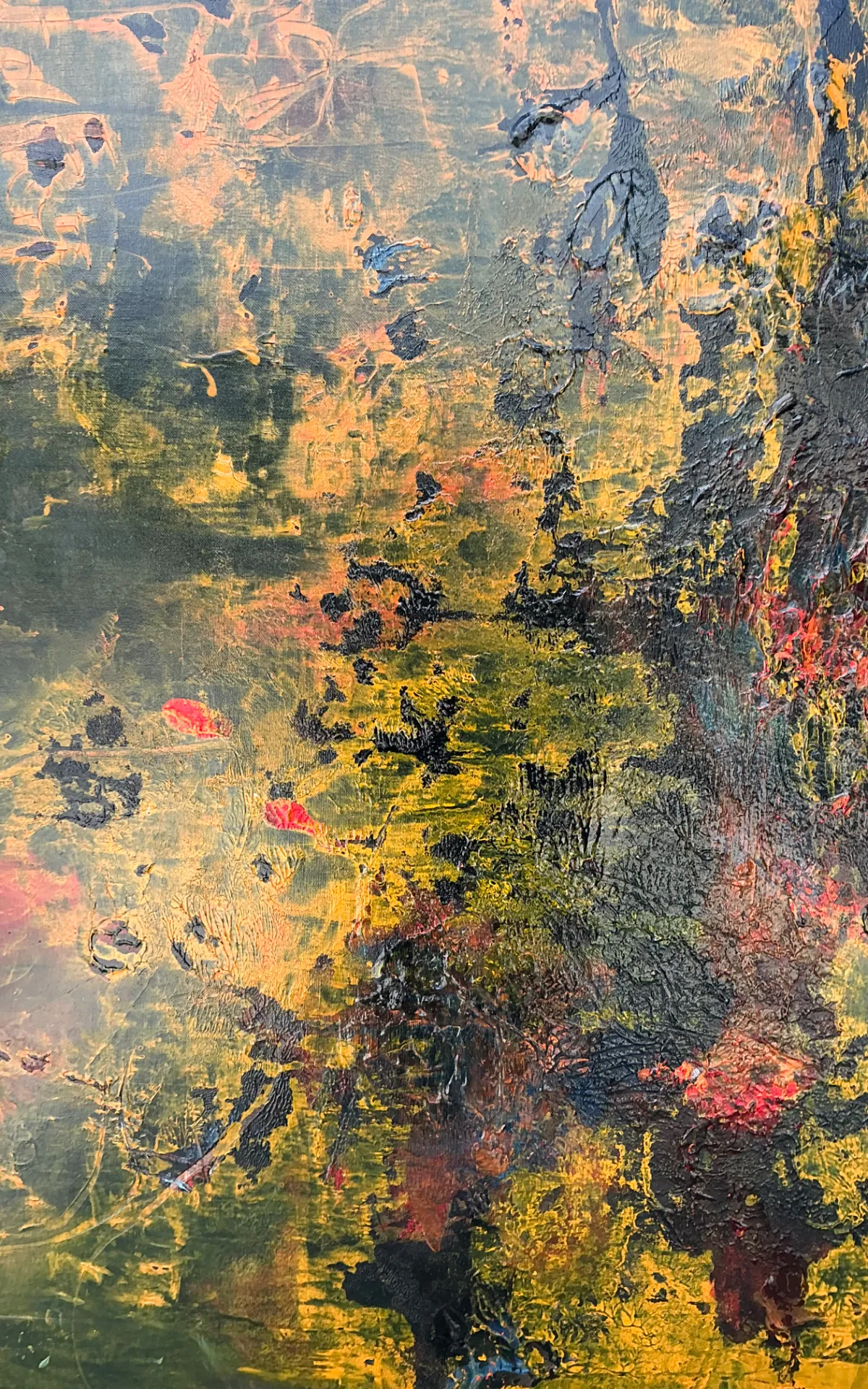 Vintage Abstract Expressionist Painting on Canvas - Top view