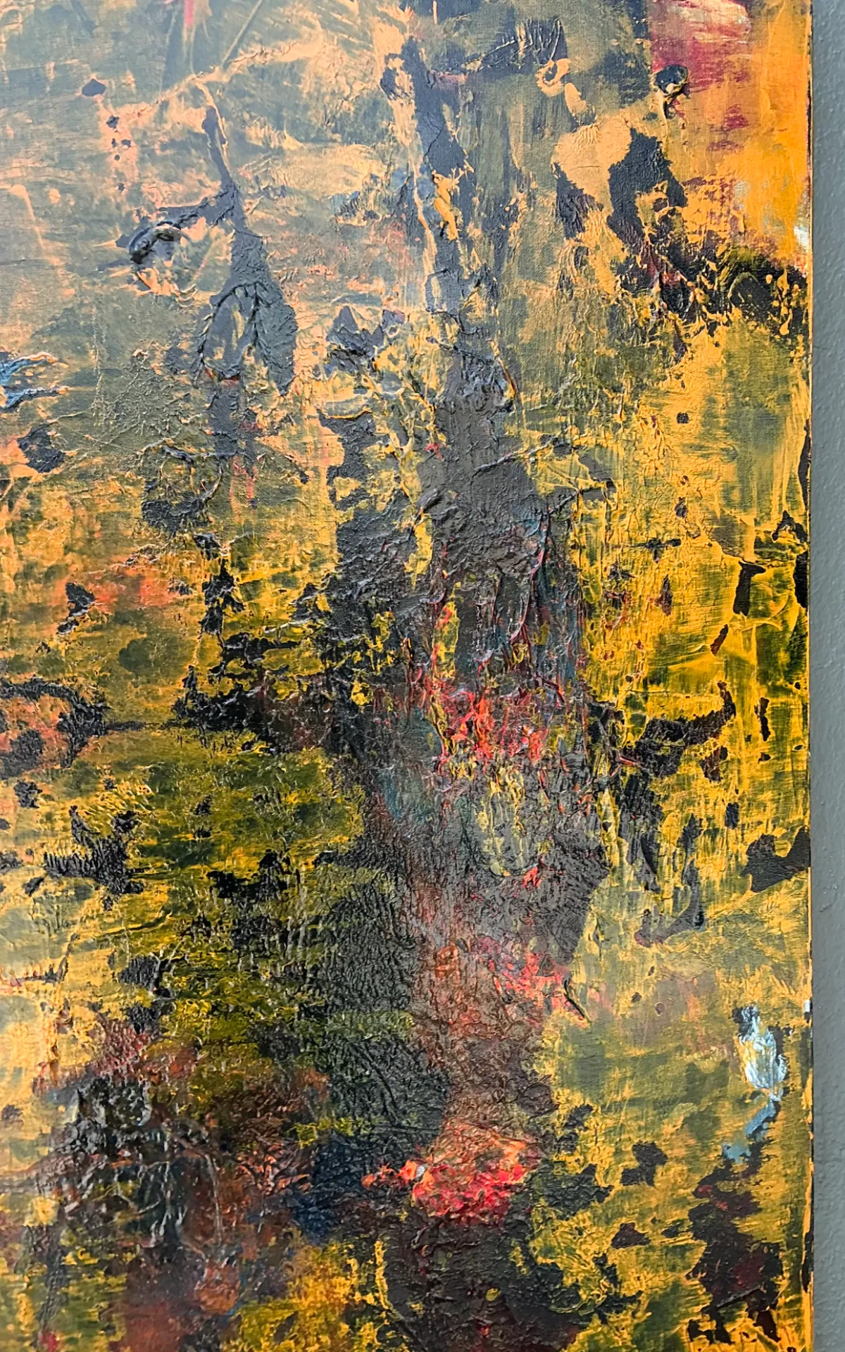 Vintage Abstract Expressionist Painting on Canvas - Side view