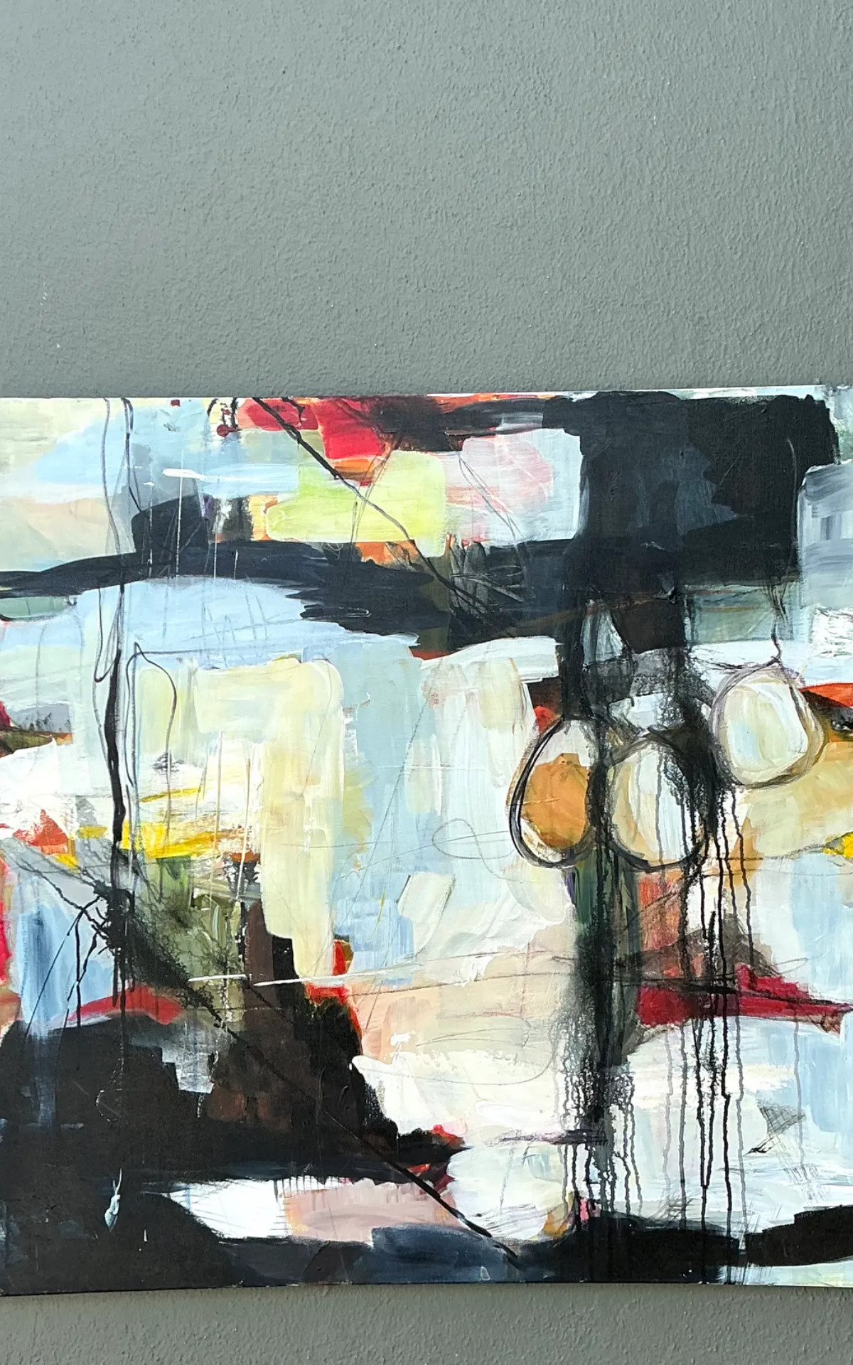Vintage Abstract Expressionist Oil Painting on Canvas - Bottom view