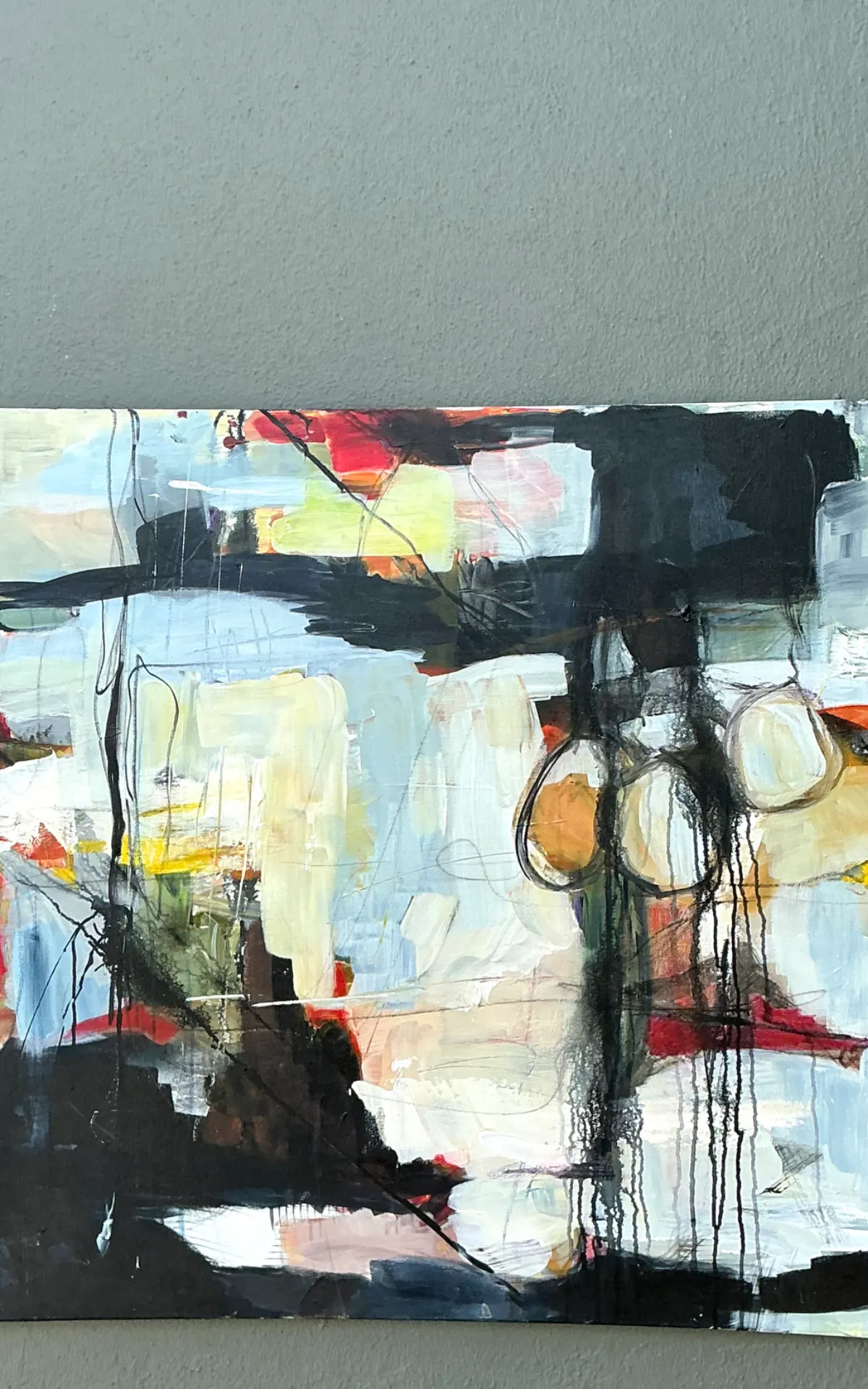 Vintage Abstract Expressionist Oil Painting on Canvas - Back view