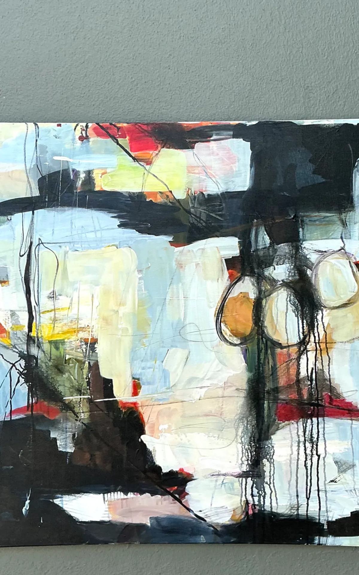 Vintage Abstract Expressionist Oil Painting on Canvas