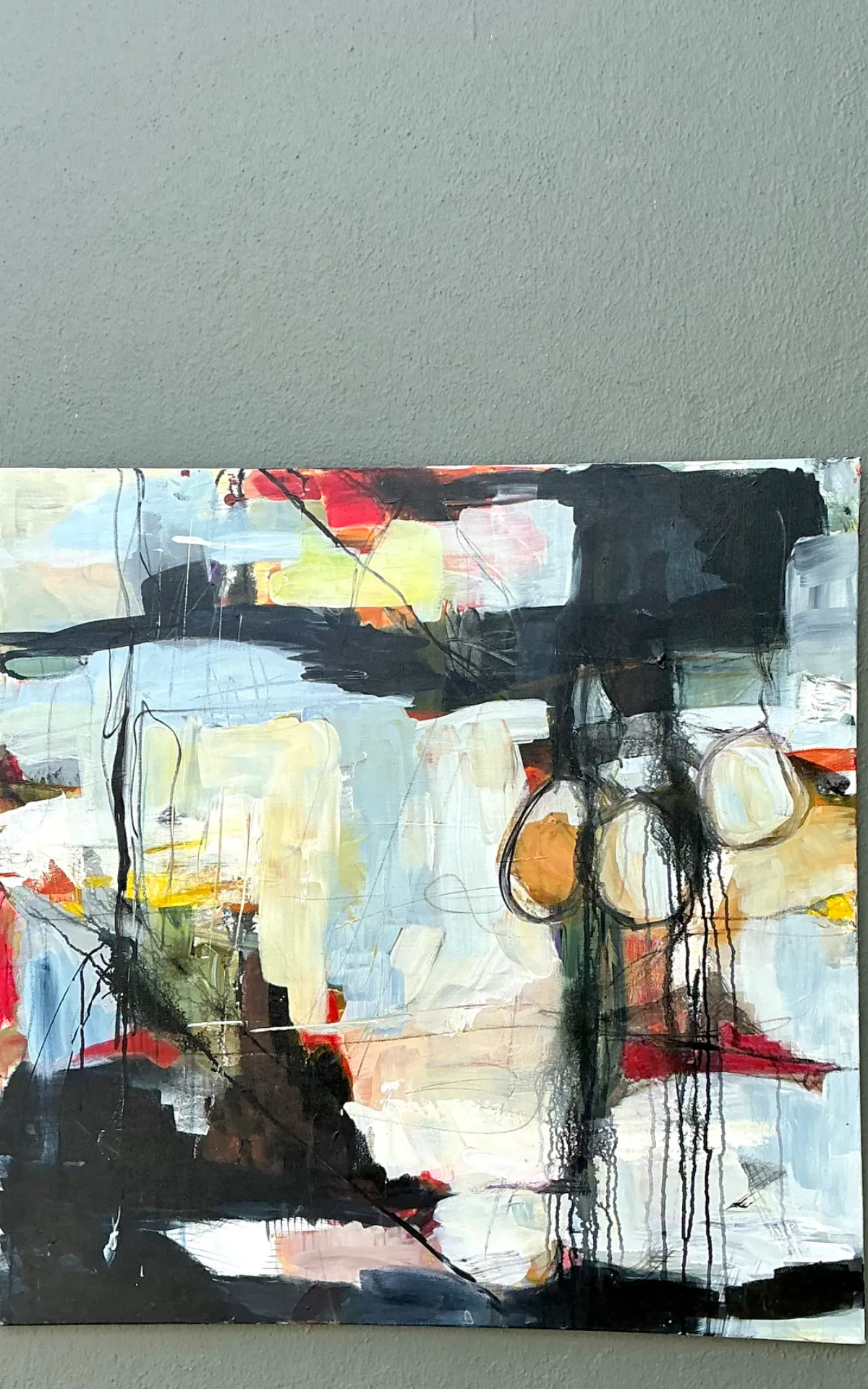Vintage Abstract Expressionist Oil Painting on Canvas - Interior view