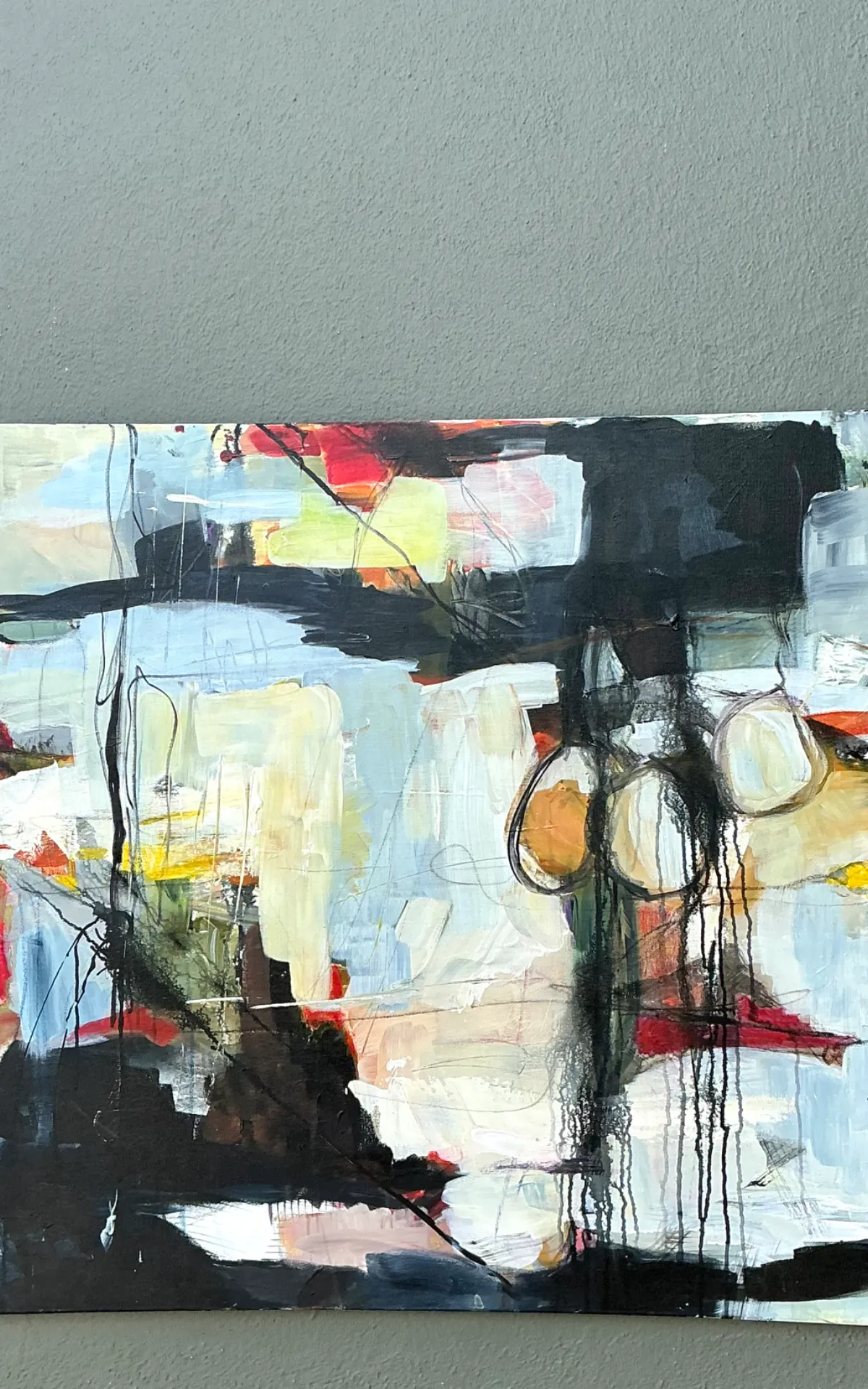Vintage Abstract Expressionist Oil Painting on Canvas - Top view