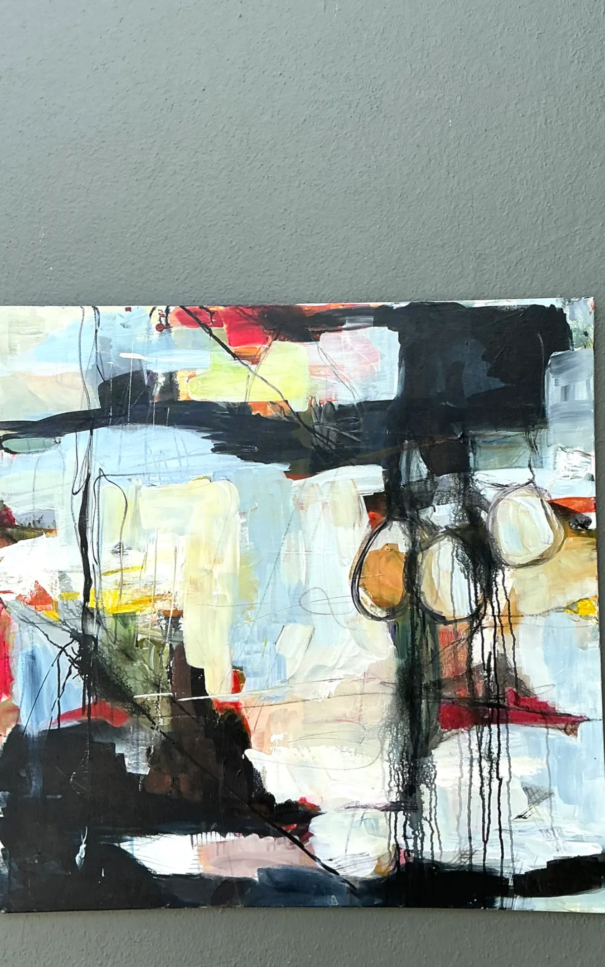 Vintage Abstract Expressionist Oil Painting on Canvas - Side view