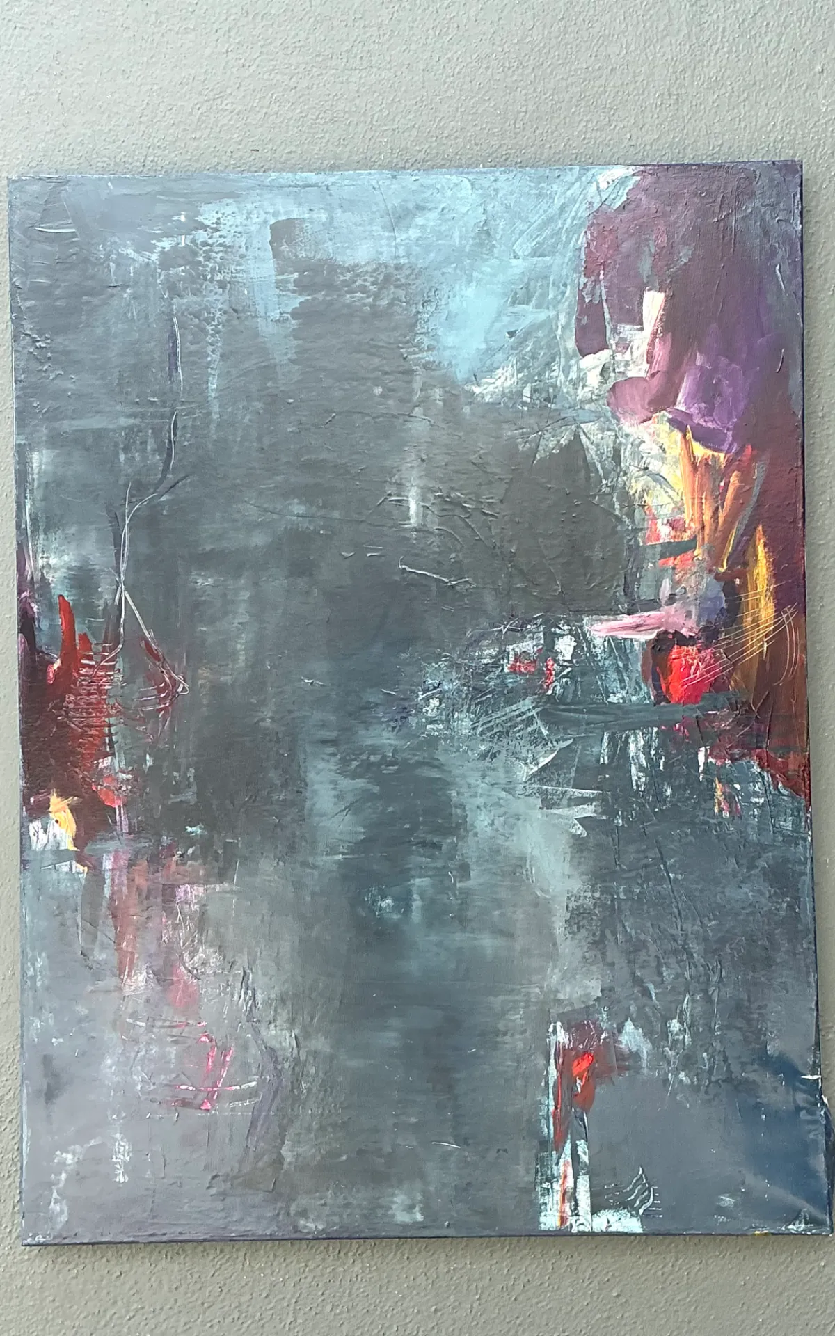 Vintage Abstract Expressionist Oil Painting - Side view