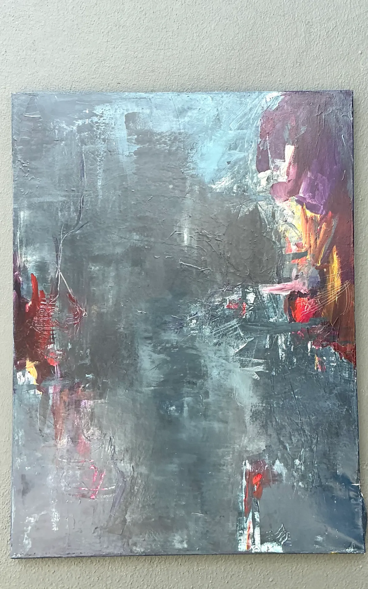 Vintage Abstract Expressionist Oil Painting - Angle view