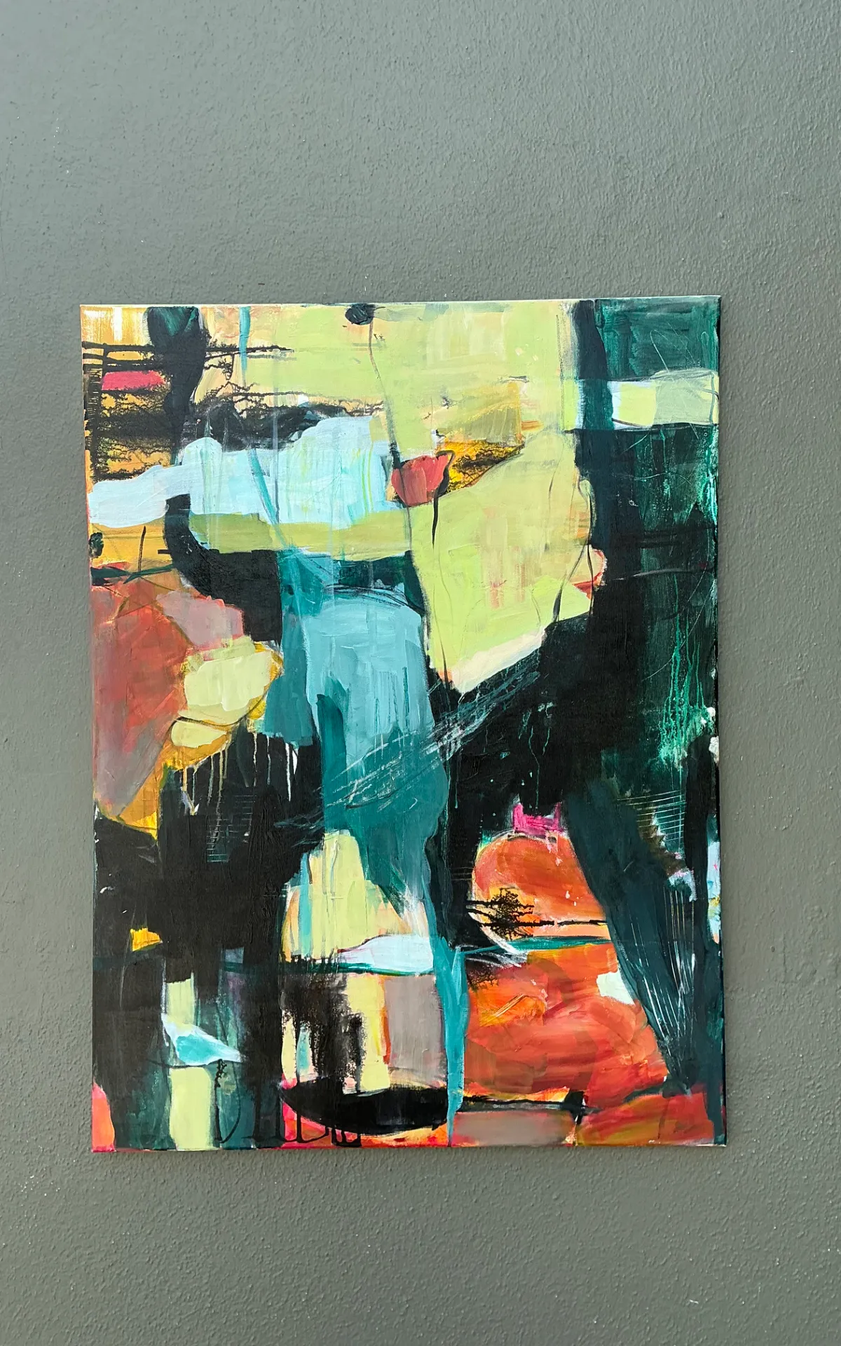 Vintage Abstract Expressionist Oil Painting on Canvas - Interior view
