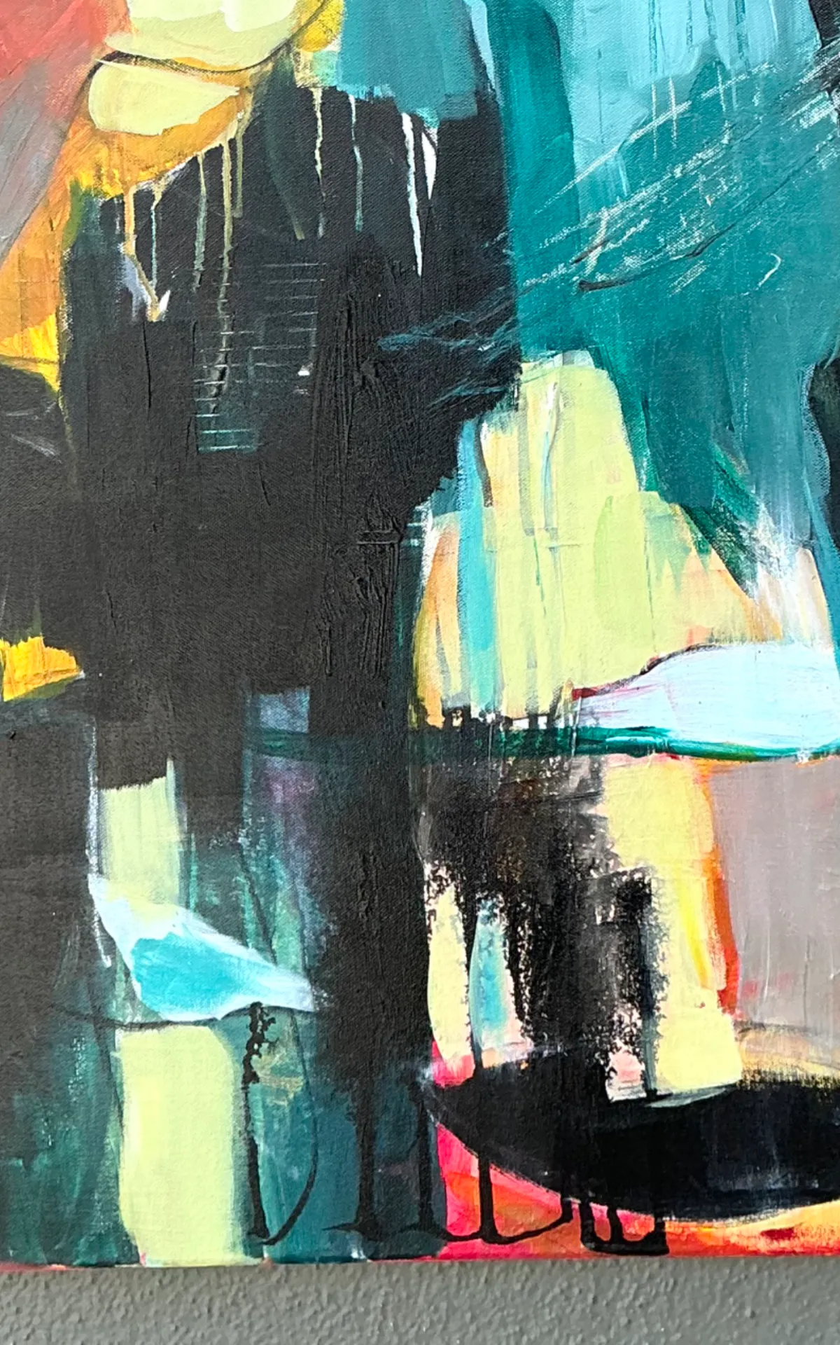 Vintage Abstract Expressionist Oil Painting on Canvas - Bottom view