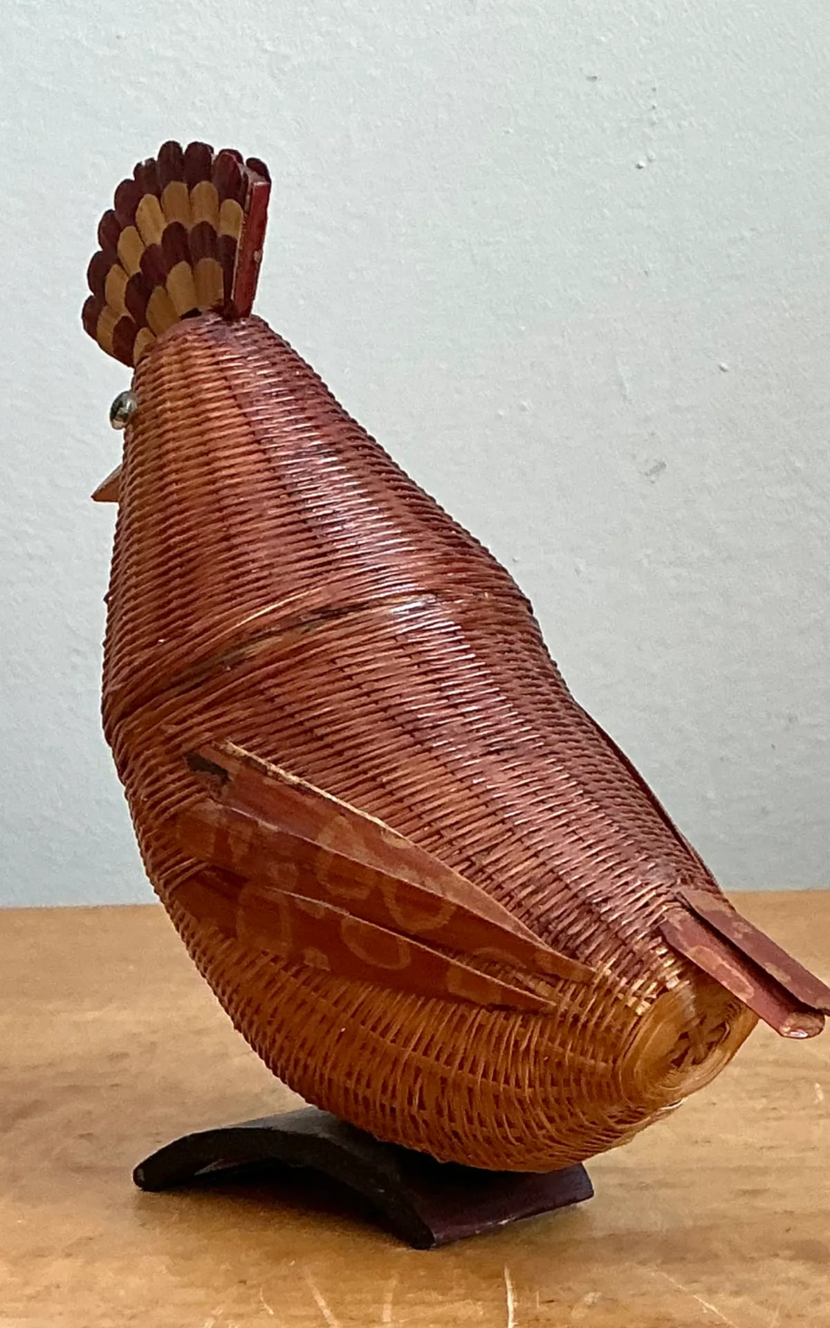 Vintage Shanghai Weave Rattan Pheasant - Back view
