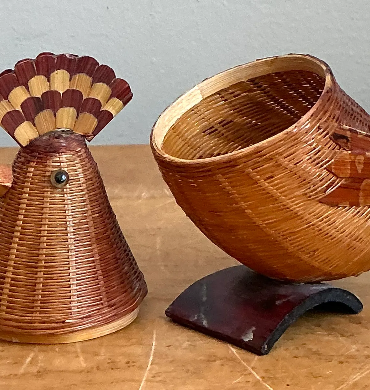 Vintage Shanghai Weave Rattan Pheasant - Top view